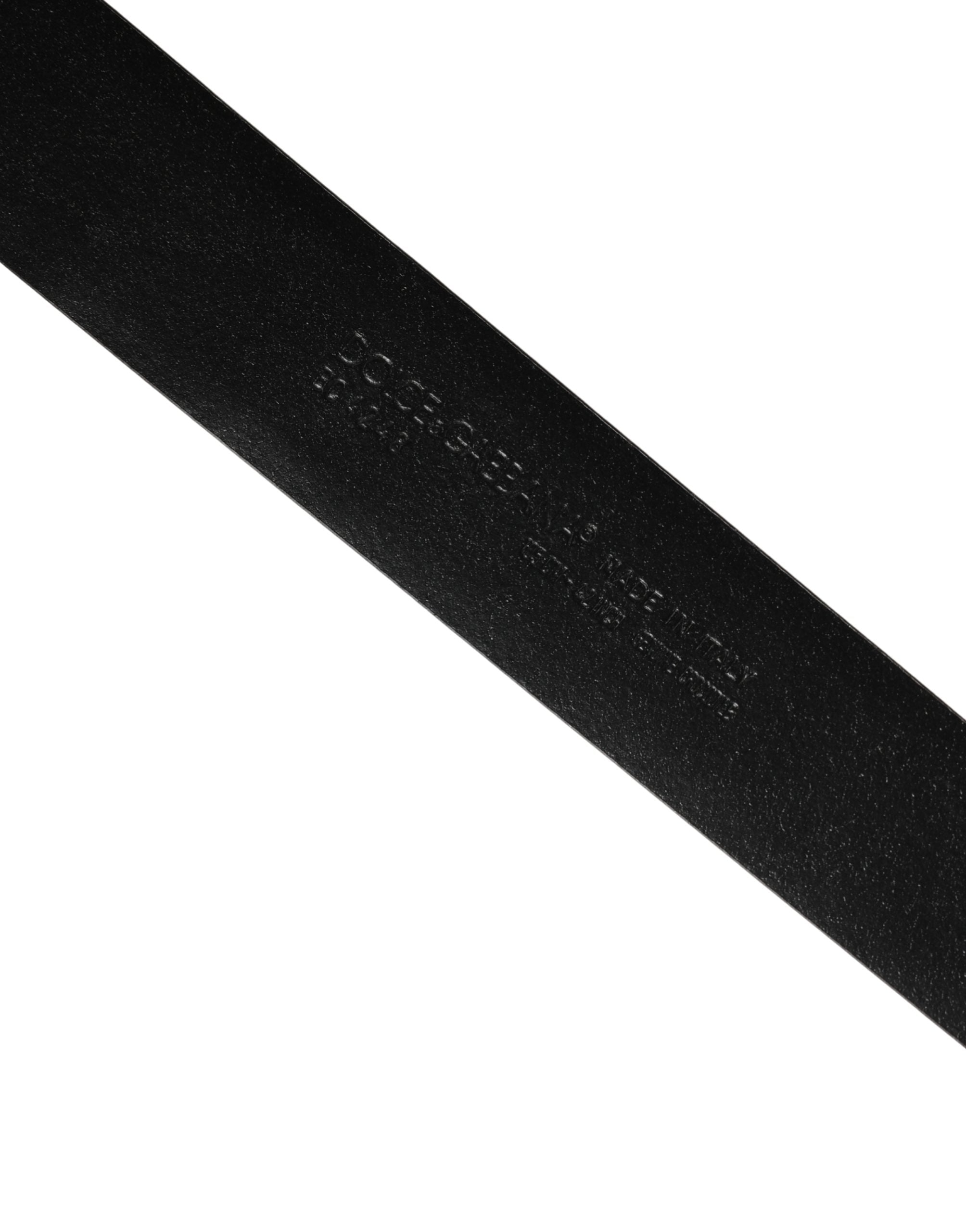Dolce & Gabbana Men Black Exotic Leather Logo Buckle Men's Belt