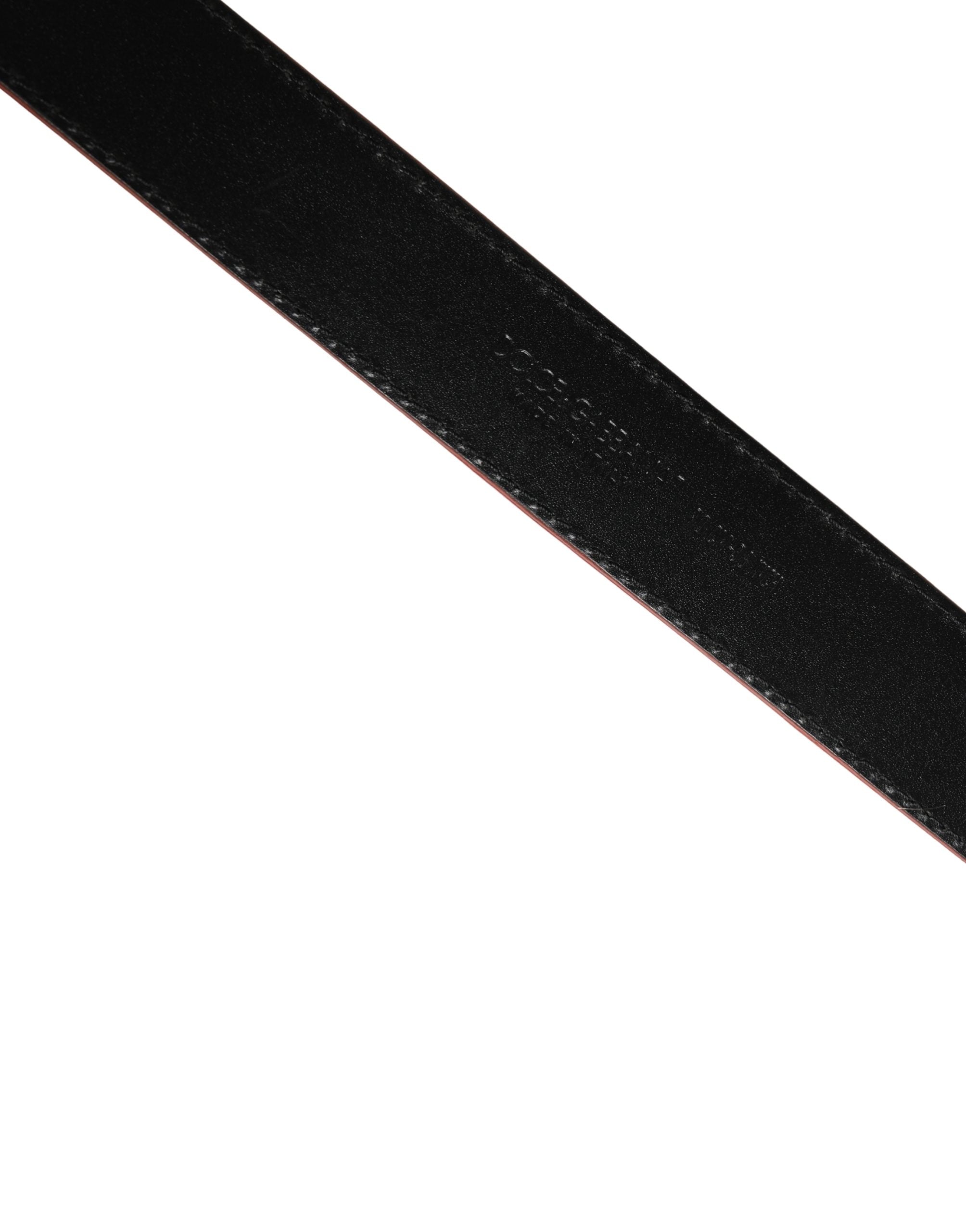 Dolce & Gabbana Men Beige Red Woven Leather Metal Buckle Men's Belt