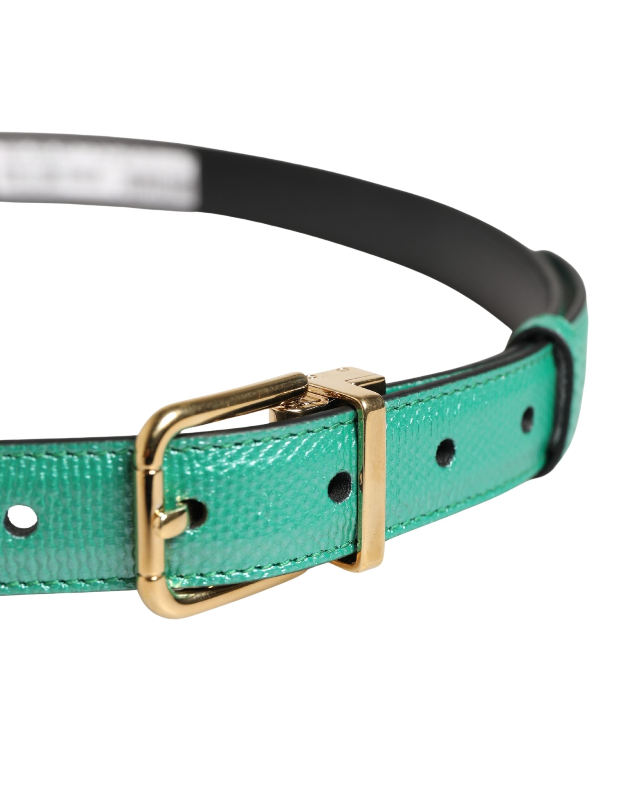 Dolce & Gabbana Men Green Classic Leather Metal Buckle Men's Belt