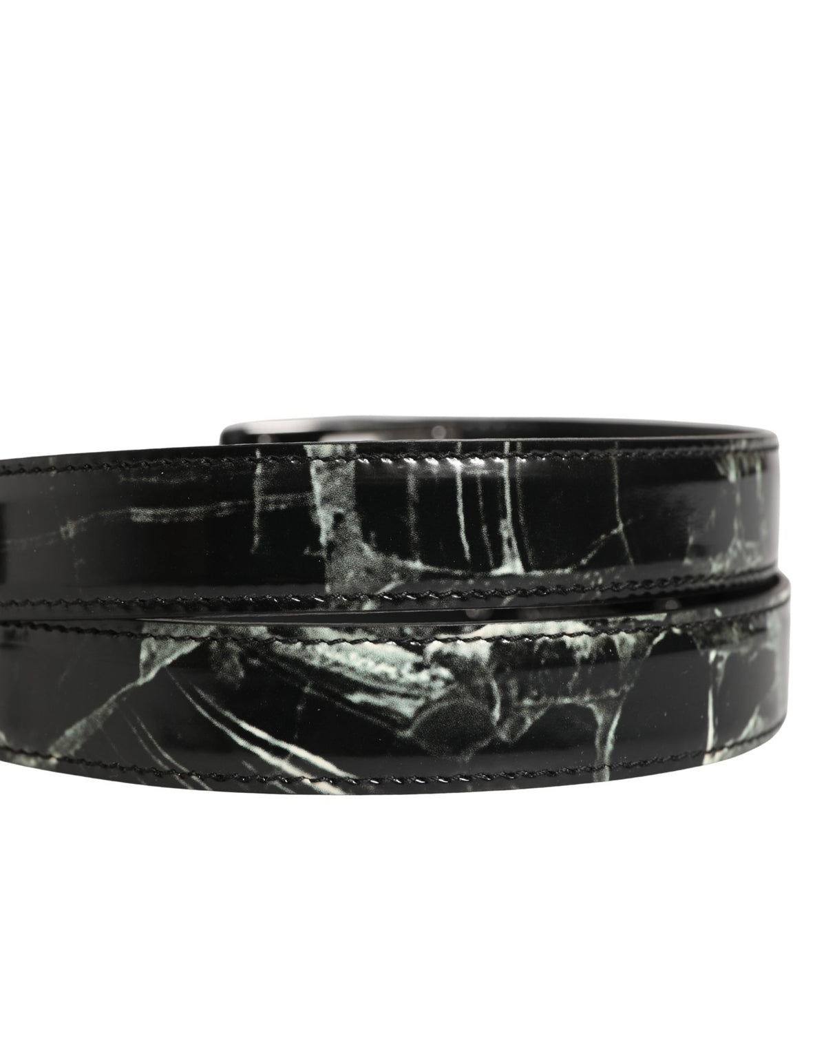 Dolce & Gabbana Men Black Marble Leather DG Logo Buckle Men's Belt