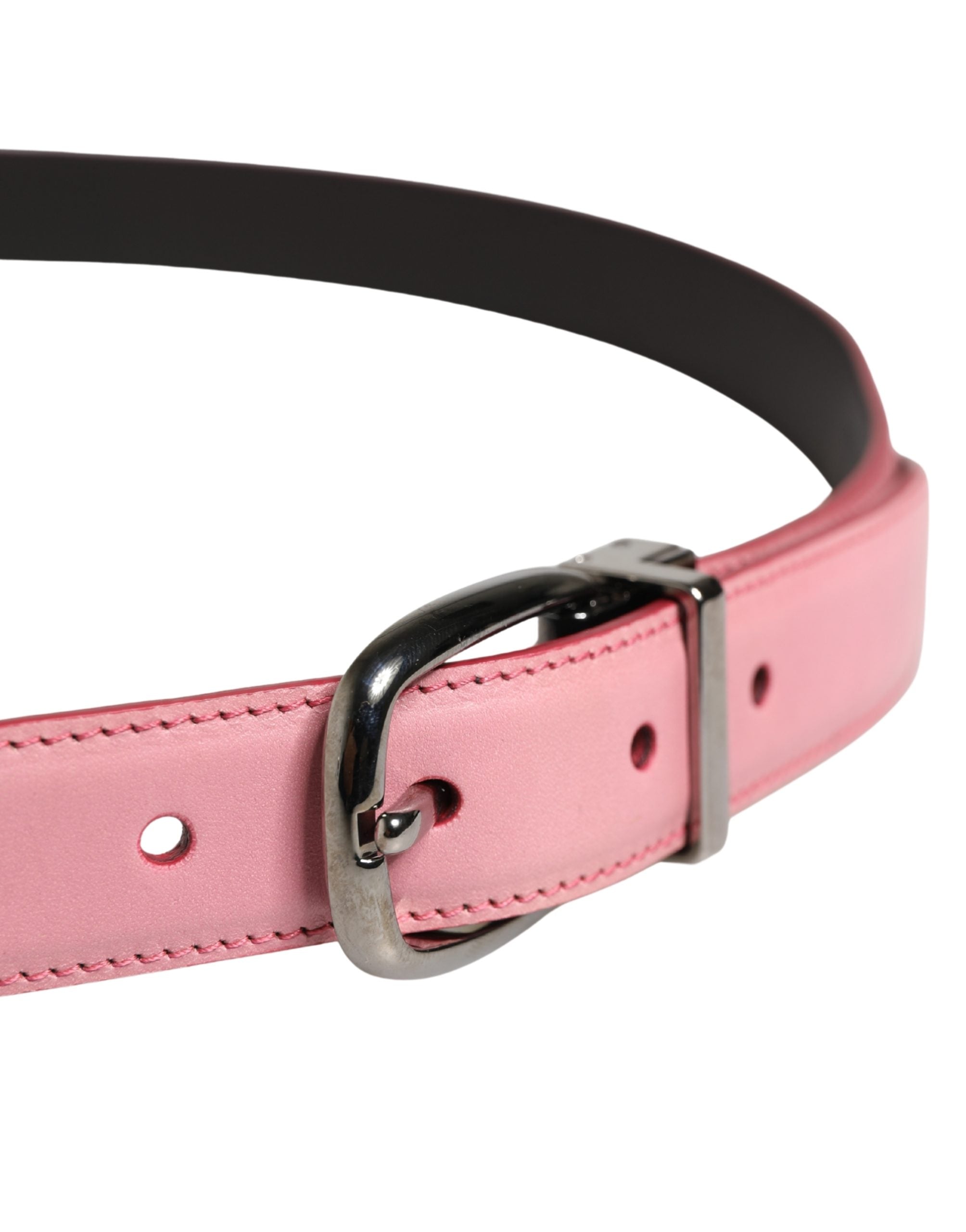 Dolce & Gabbana Men Pink Classic Leather Metal Buckle Men's Belt