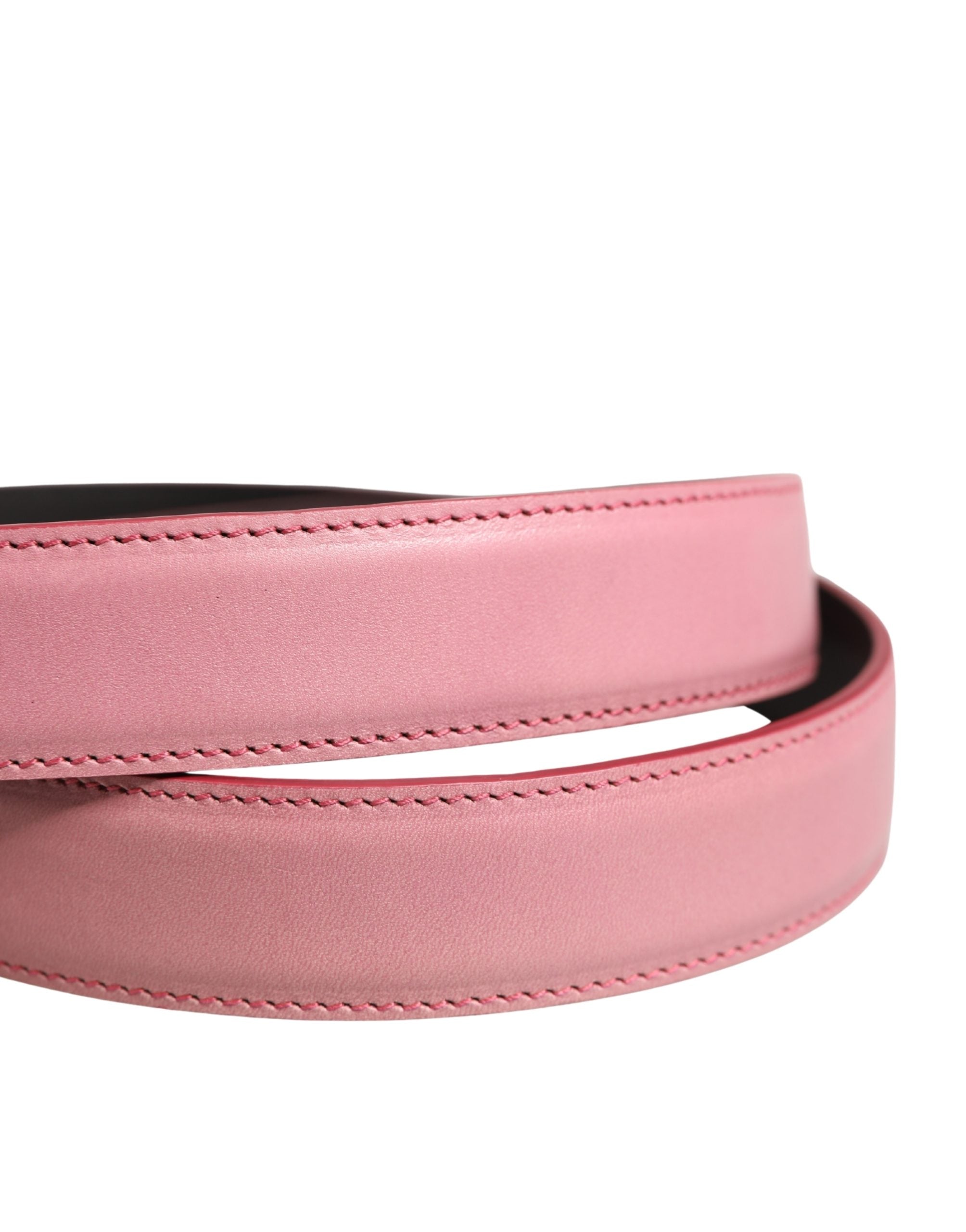 Dolce & Gabbana Men Pink Classic Leather Metal Buckle Men's Belt