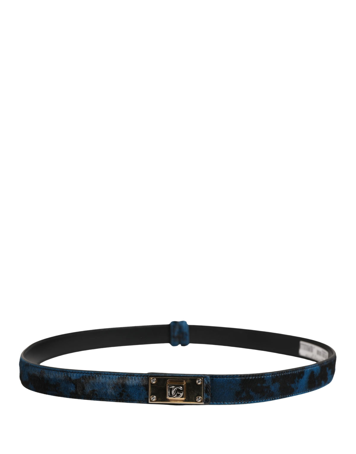 Dolce & Gabbana Men Blue Calf Leather Logo Metal Buckle Men's Belt