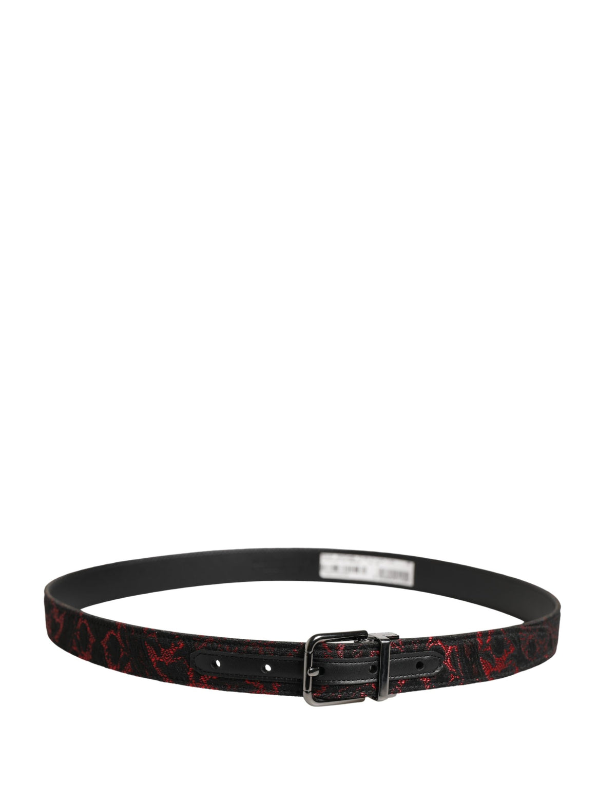 Dolce & Gabbana Black Red Polyester Silver Metal Buckle Men's Belt