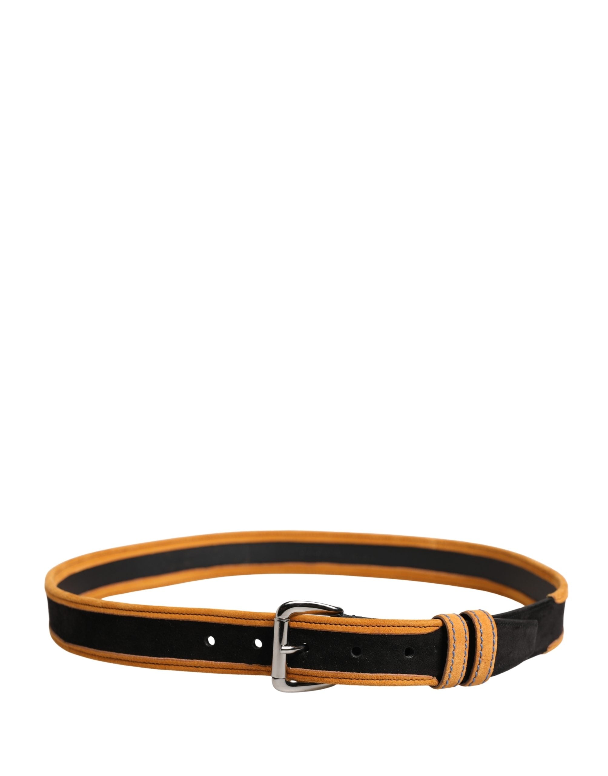 Dolce & Gabbana Men Black Orange Polyester Metal Buckle Men's Belt