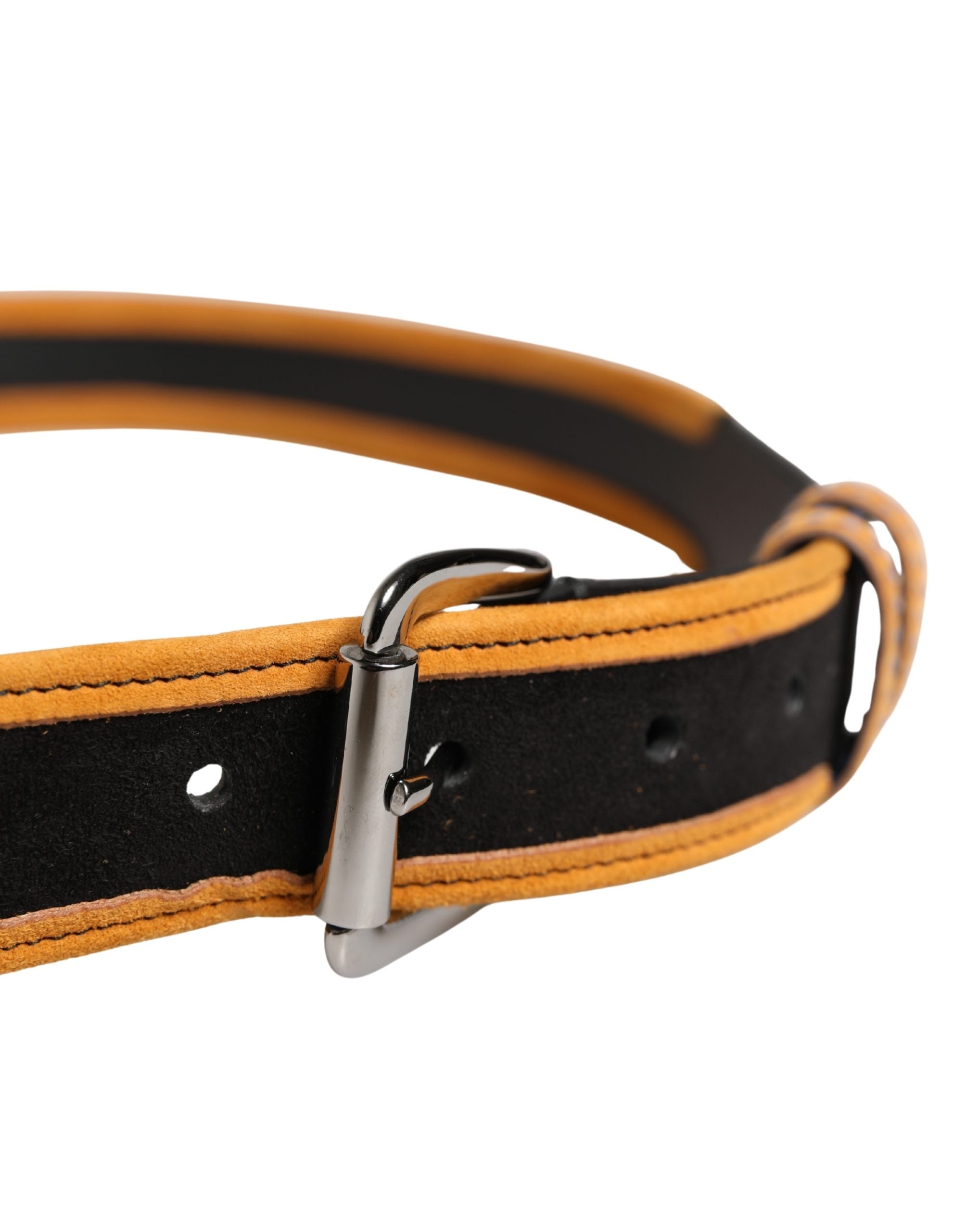 Dolce & Gabbana Men Black Orange Polyester Metal Buckle Men's Belt