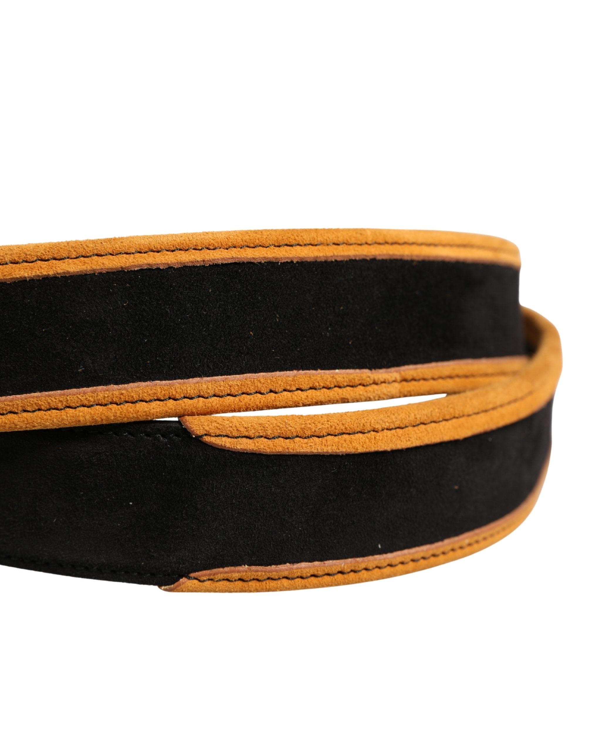 Dolce & Gabbana Men Black Orange Polyester Metal Buckle Men's Belt