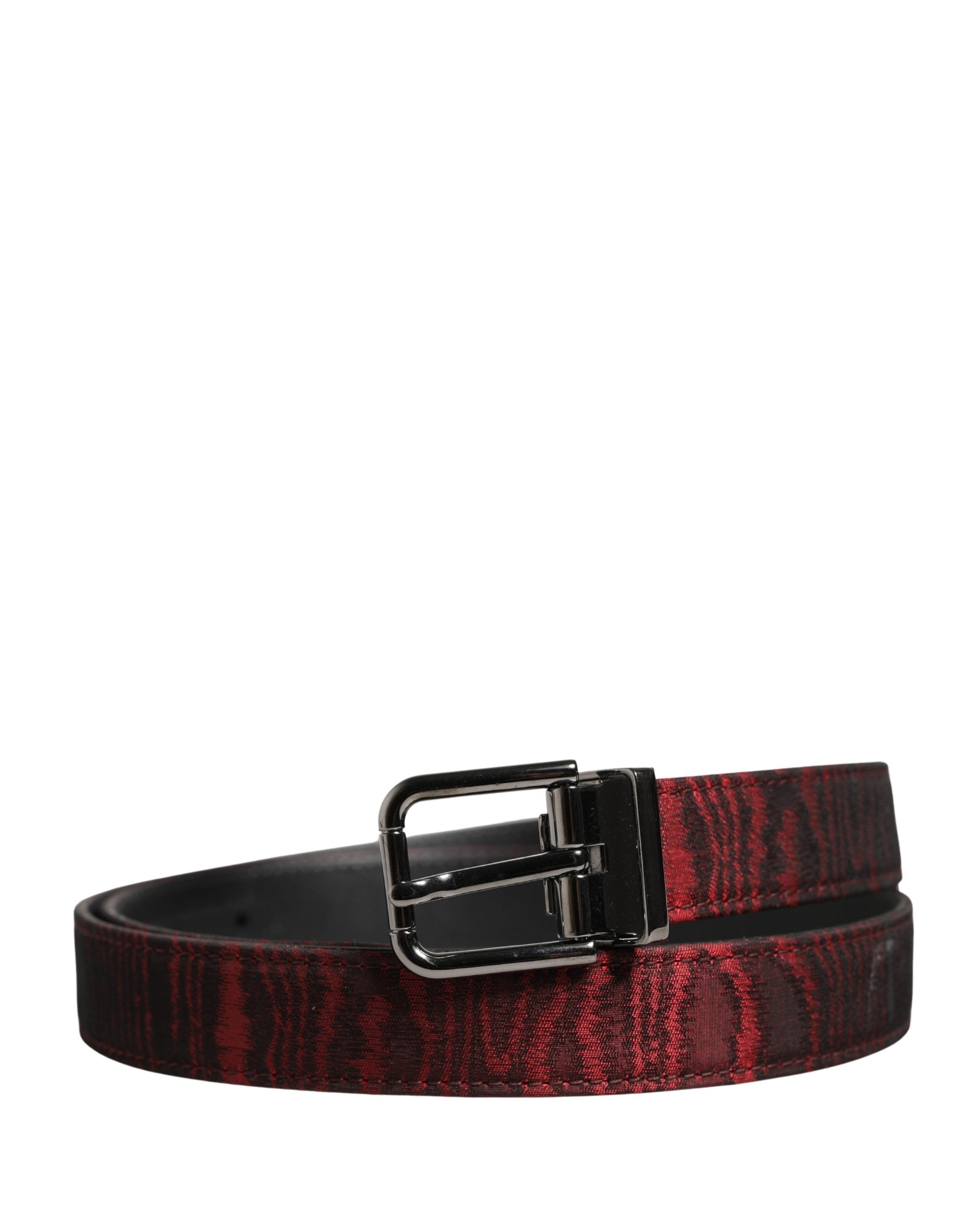 Dolce & Gabbana Men Red Jacquard Acetate Metal Buckle Men's Belt