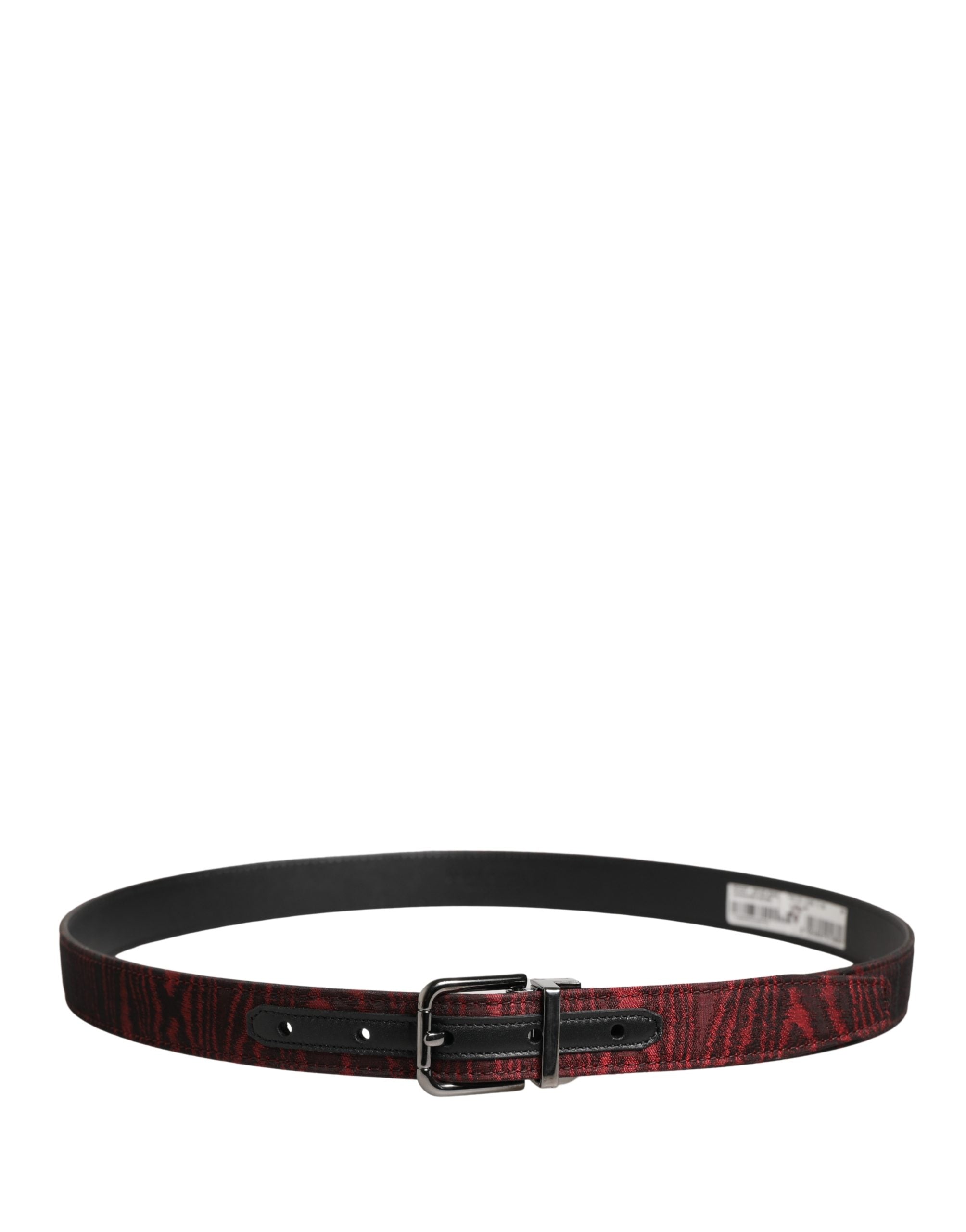 Dolce & Gabbana Men Red Jacquard Acetate Metal Buckle Men's Belt