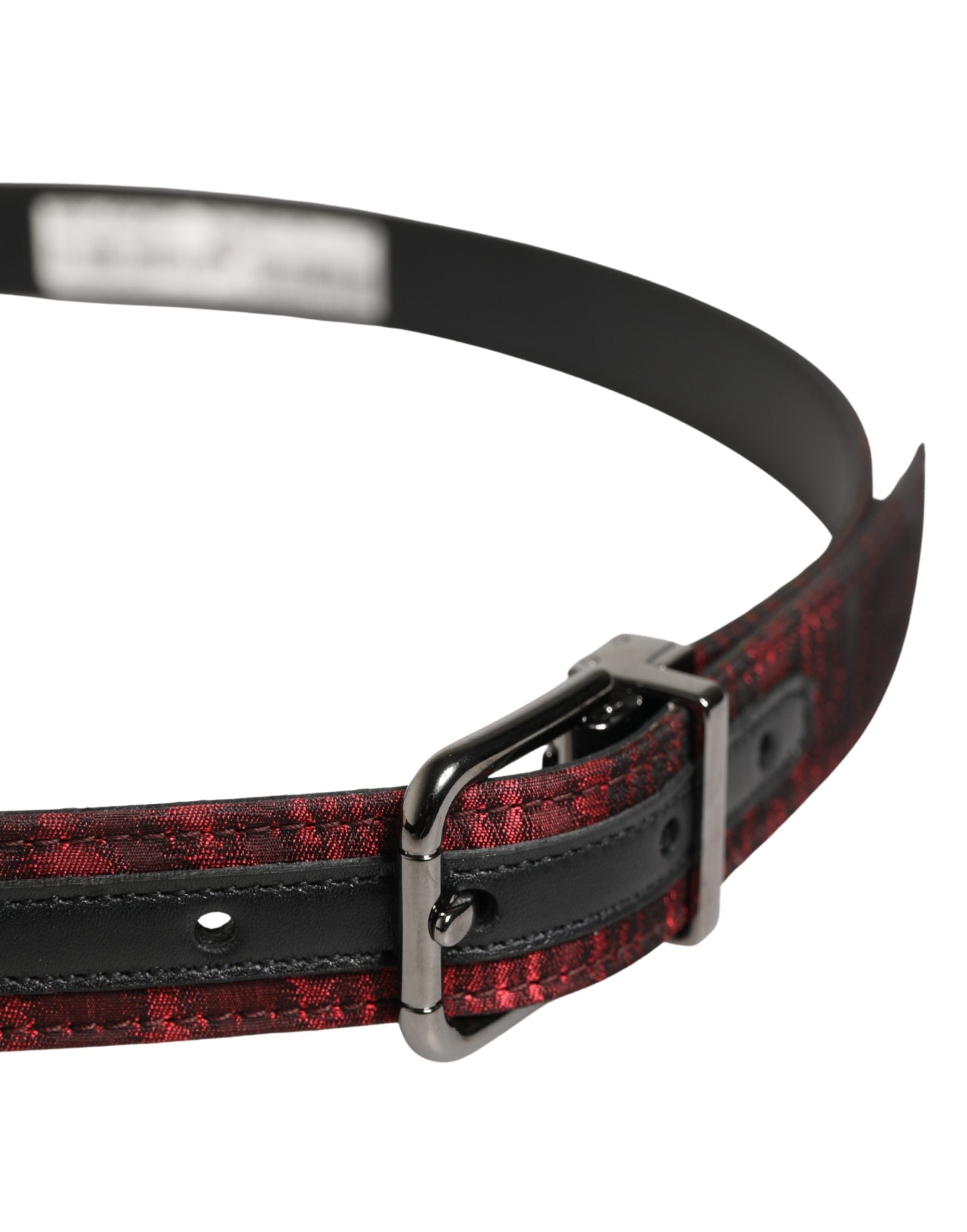 Dolce & Gabbana Men Red Jacquard Acetate Metal Buckle Men's Belt
