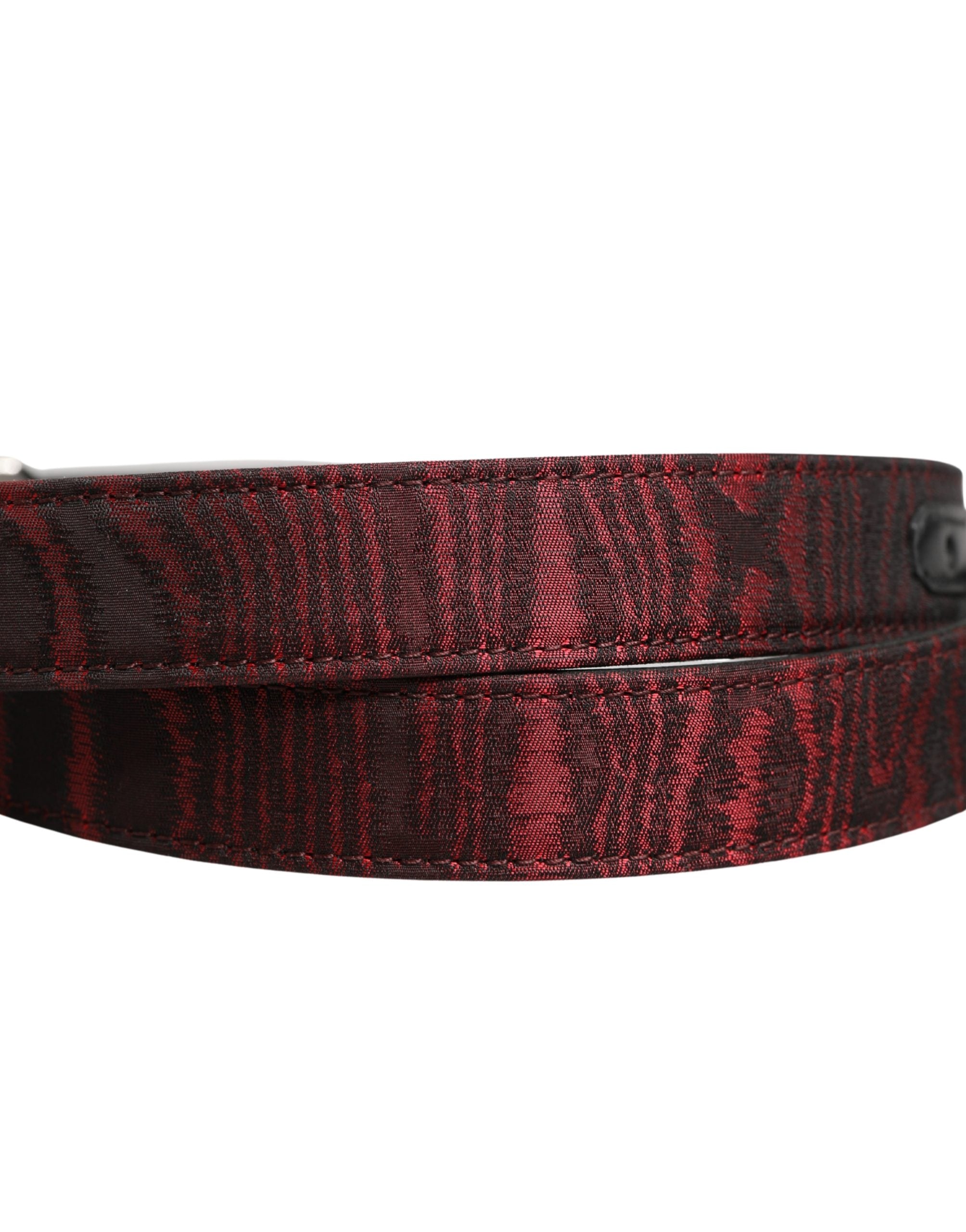 Dolce & Gabbana Men Red Jacquard Acetate Metal Buckle Men's Belt