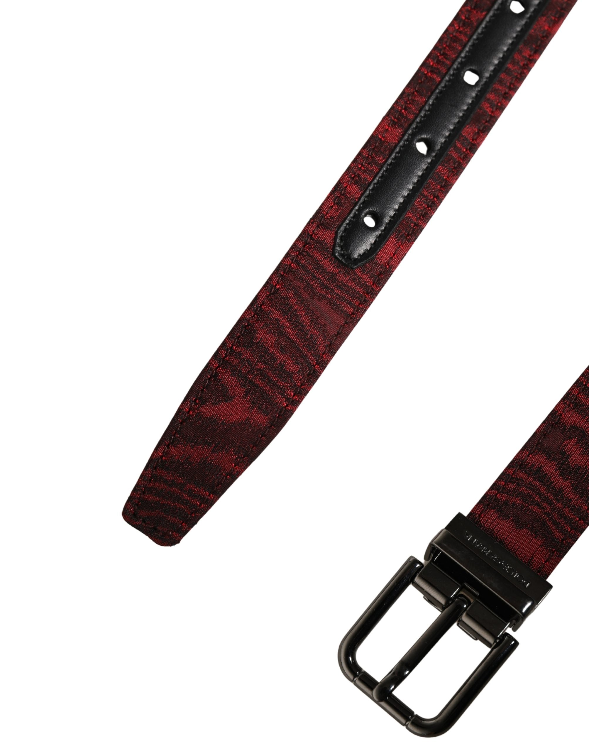 Dolce & Gabbana Men Red Jacquard Acetate Metal Buckle Men's Belt