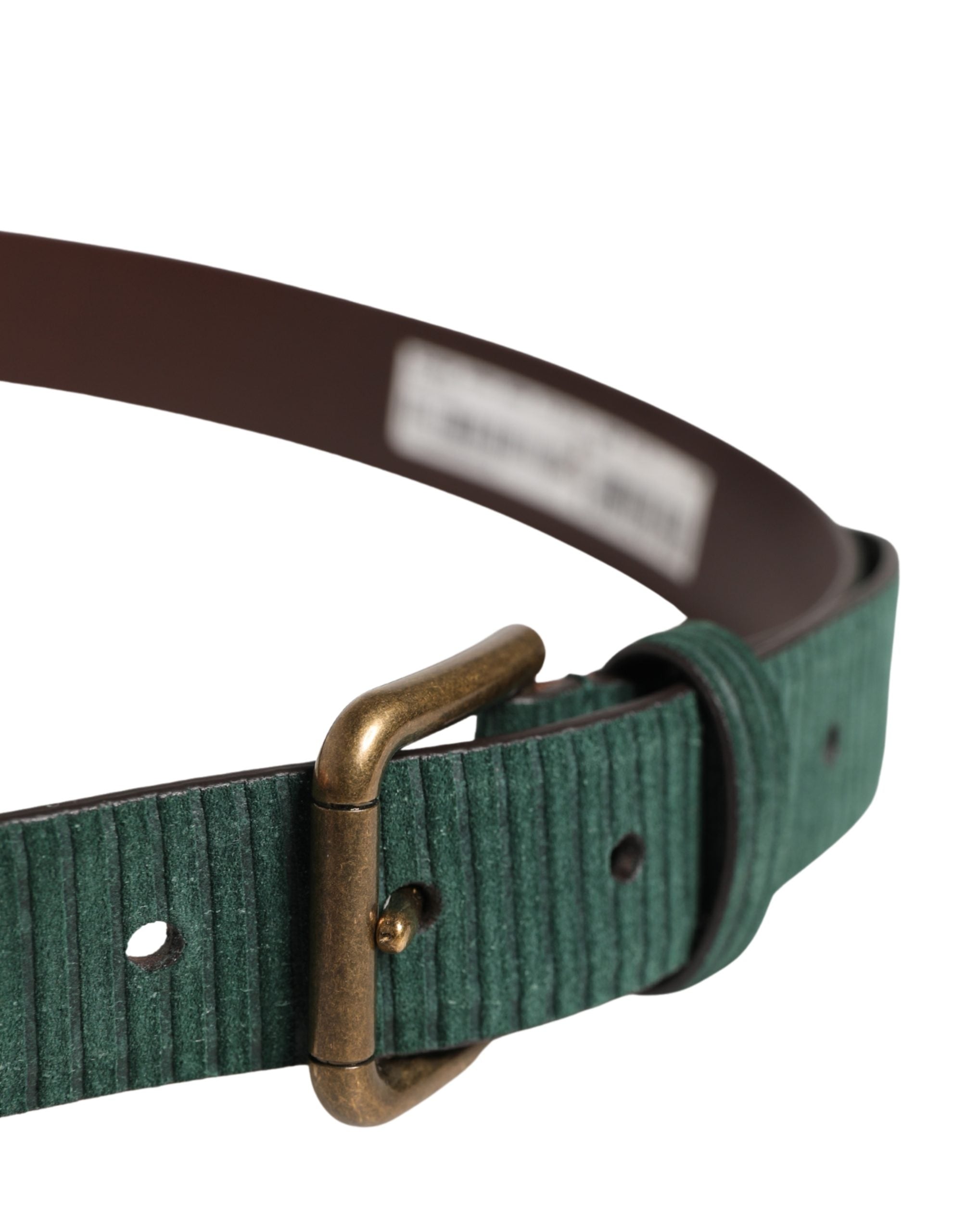 Dolce & Gabbana Men Green Velvet Leather Metal Buckle Men's Belt