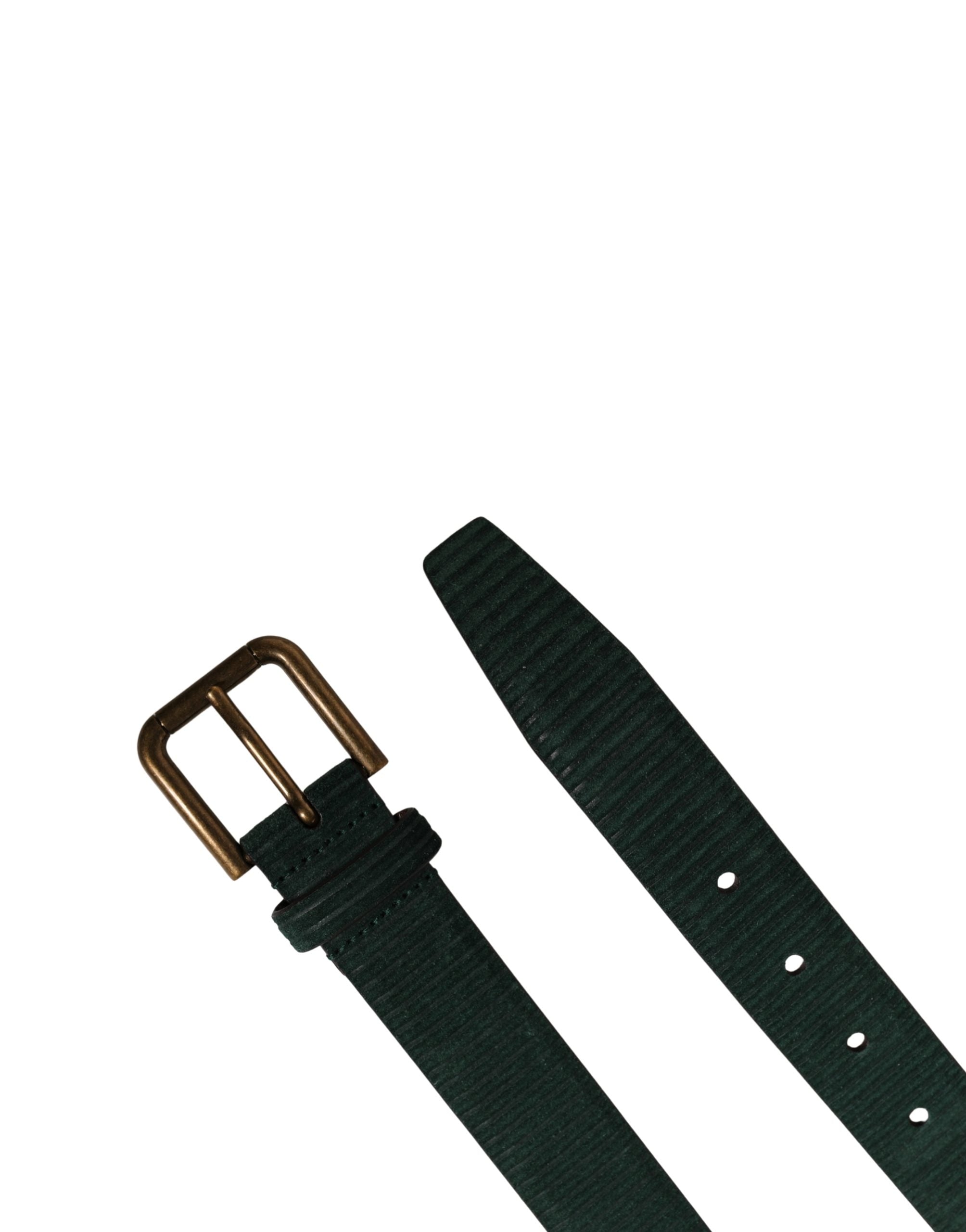 Dolce & Gabbana Men Green Velvet Leather Metal Buckle Men's Belt