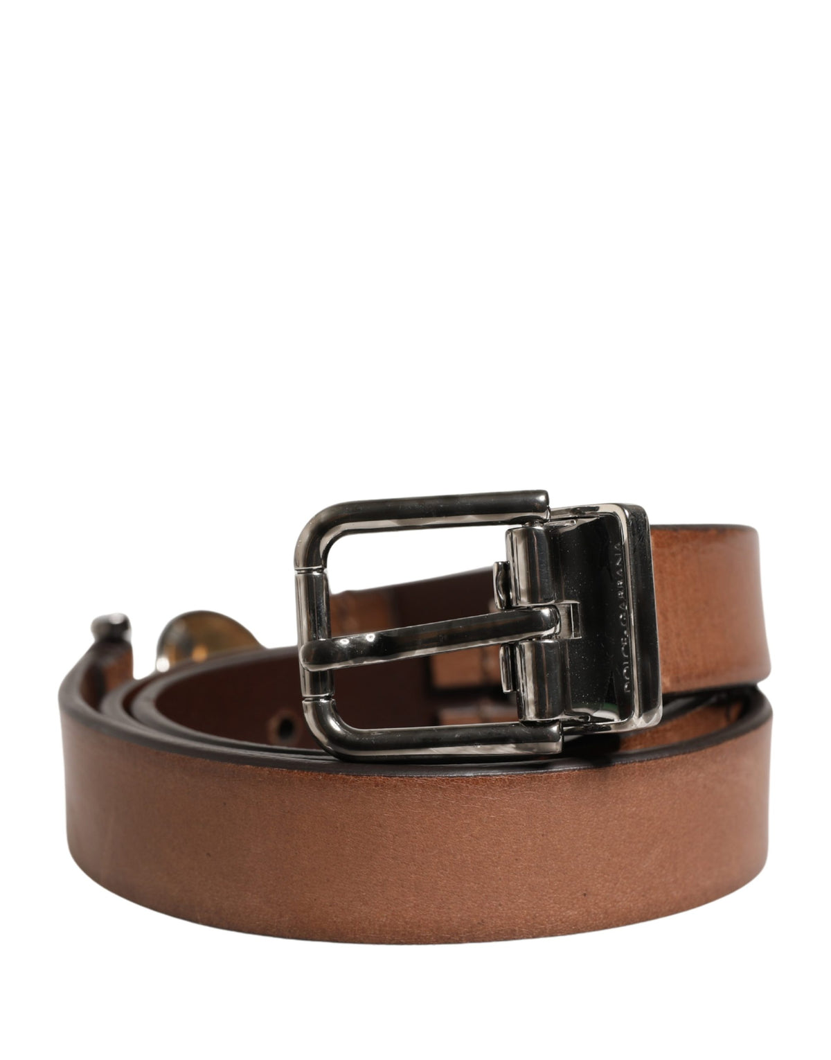 Dolce & Gabbana Men Brown Classic Leather Metal Buckle Men's Belt