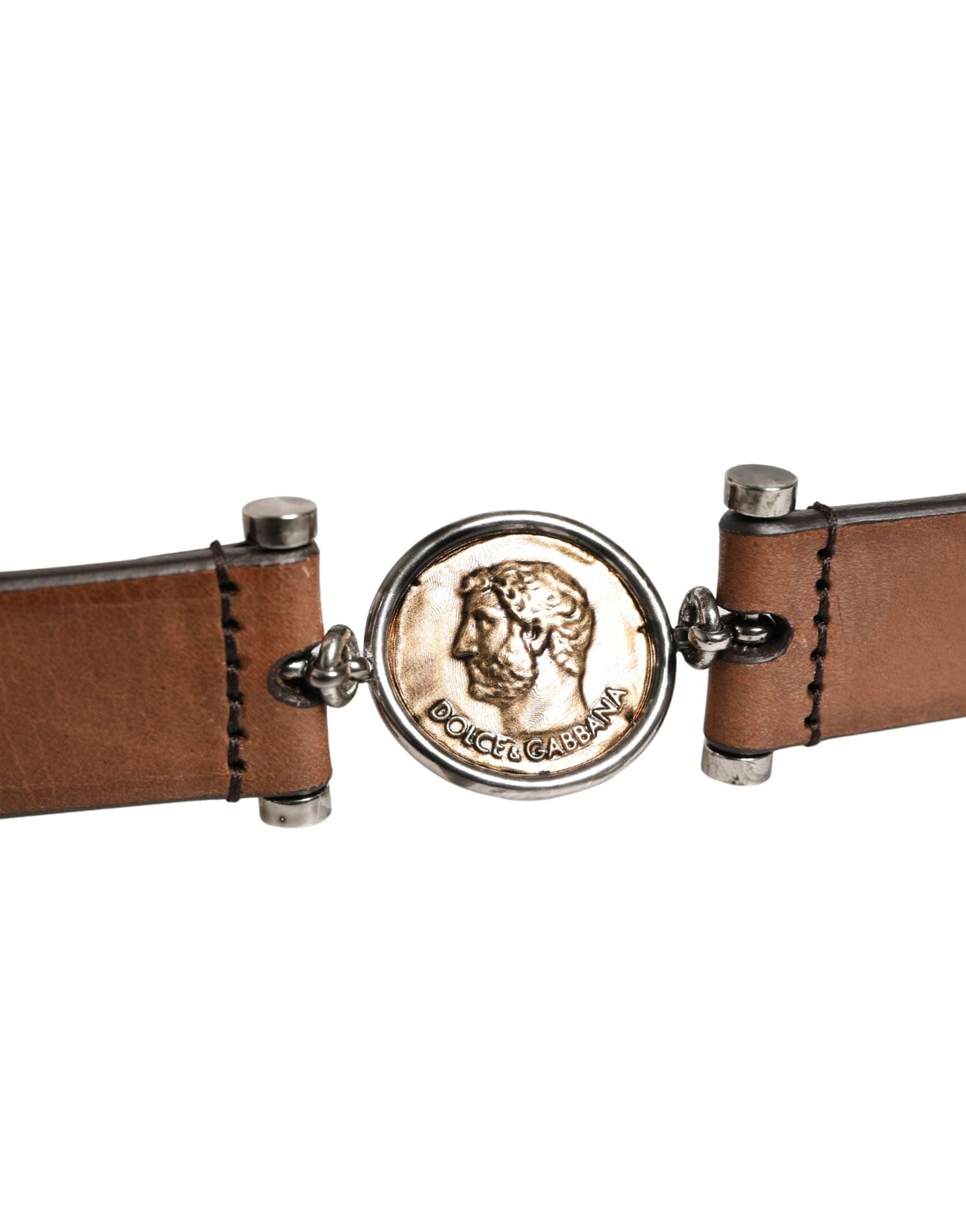 Dolce & Gabbana Men Brown Classic Leather Metal Buckle Men's Belt
