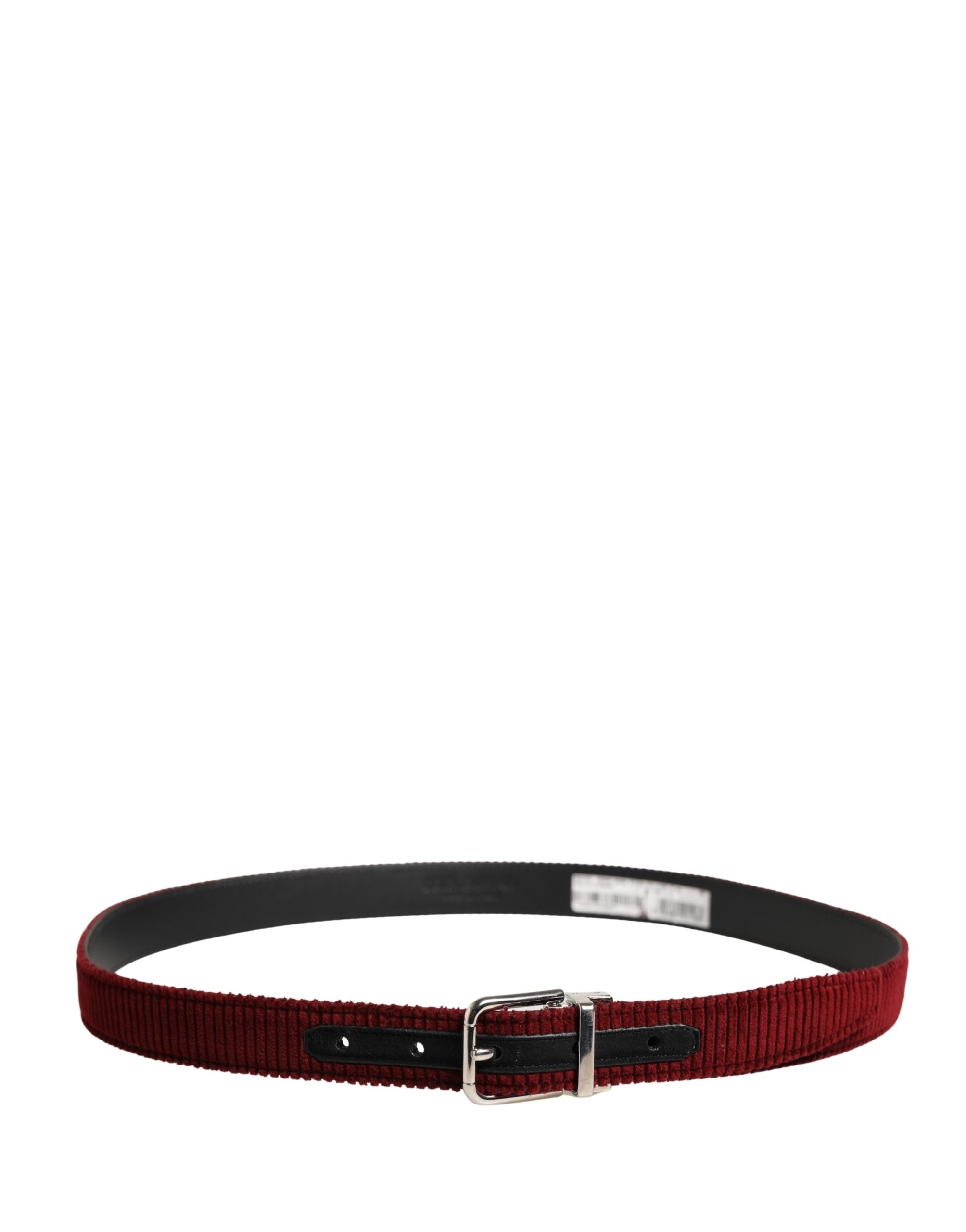 Dolce & Gabbana Men Red Velvet Leather Metal Buckle Men's Belt