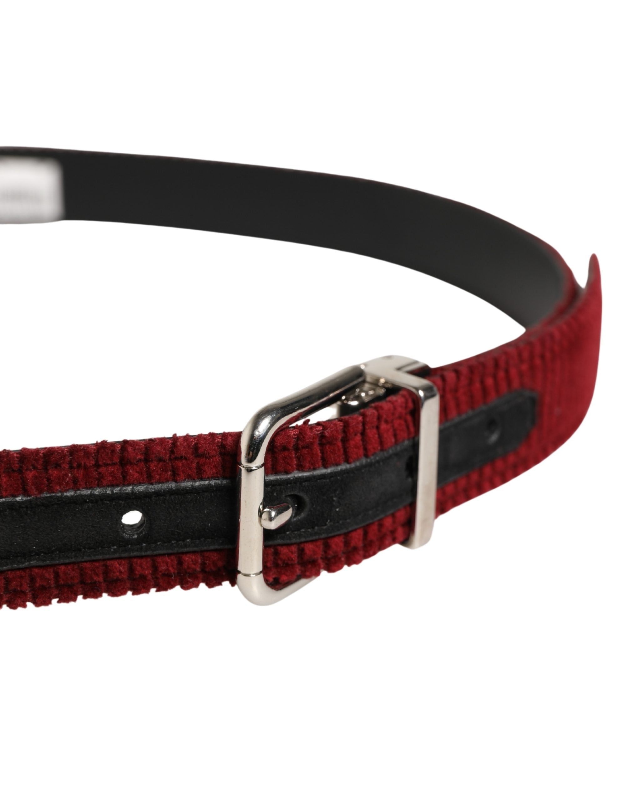 Dolce & Gabbana Men Red Velvet Leather Metal Buckle Men's Belt