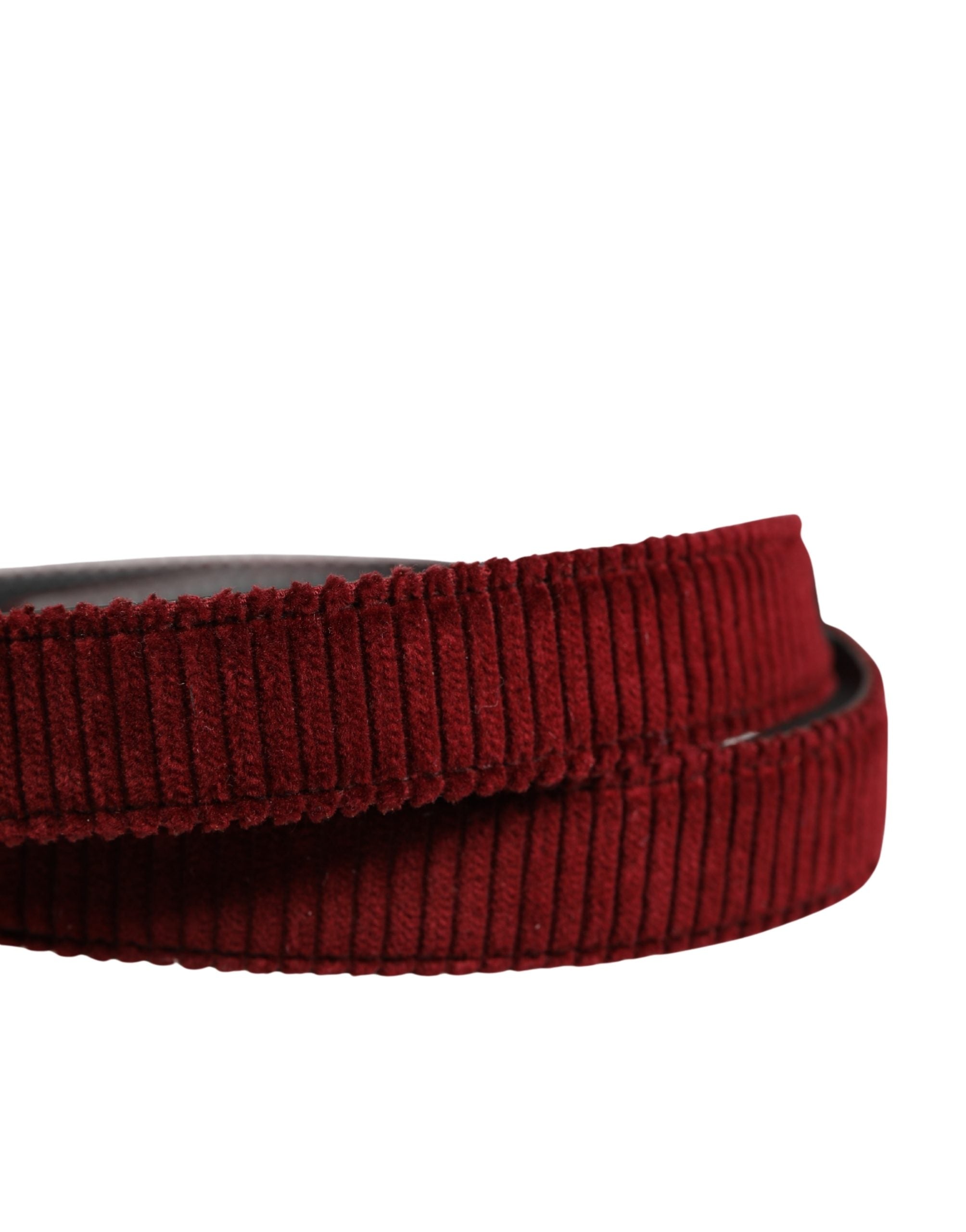 Dolce & Gabbana Men Red Velvet Leather Metal Buckle Men's Belt