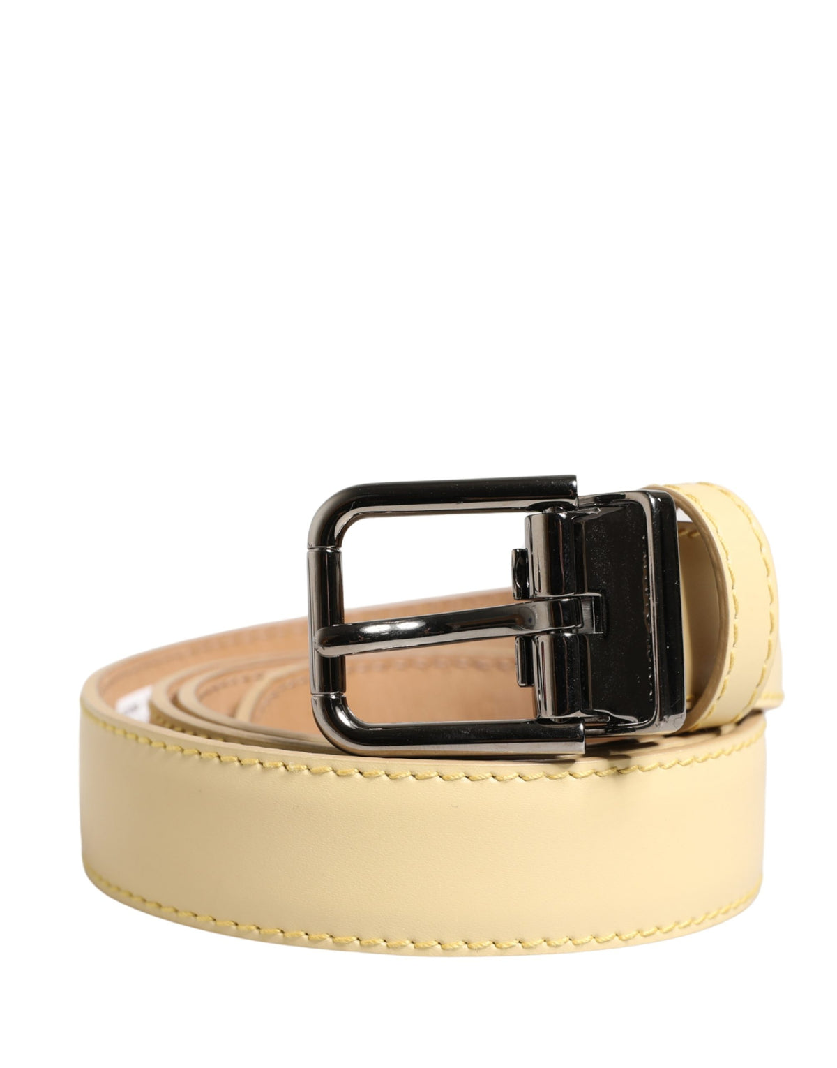 Dolce & Gabbana Yellow and Gold Belt Dolce & Gabbana Skinny Patent Leather Belt - Yellow Belts  main image 2