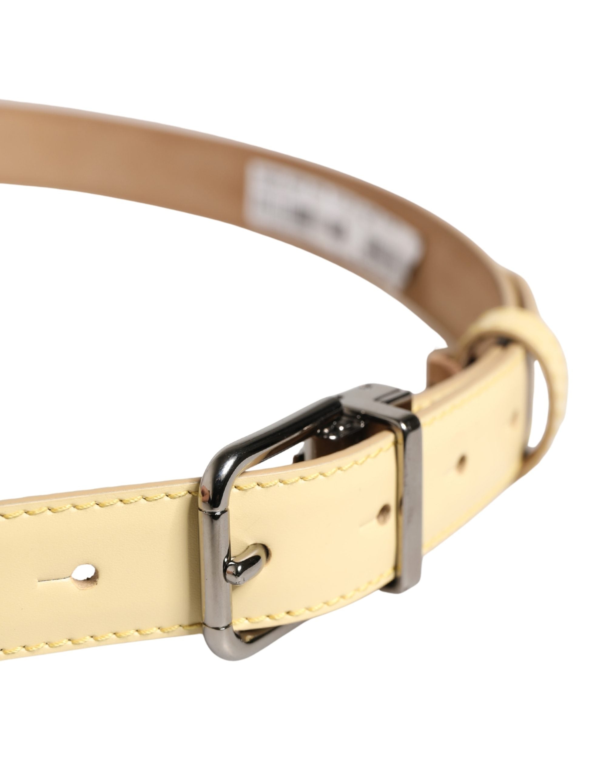 Dolce & Gabbana Men Yellow Classic Leather Metal Buckle Men's Belt