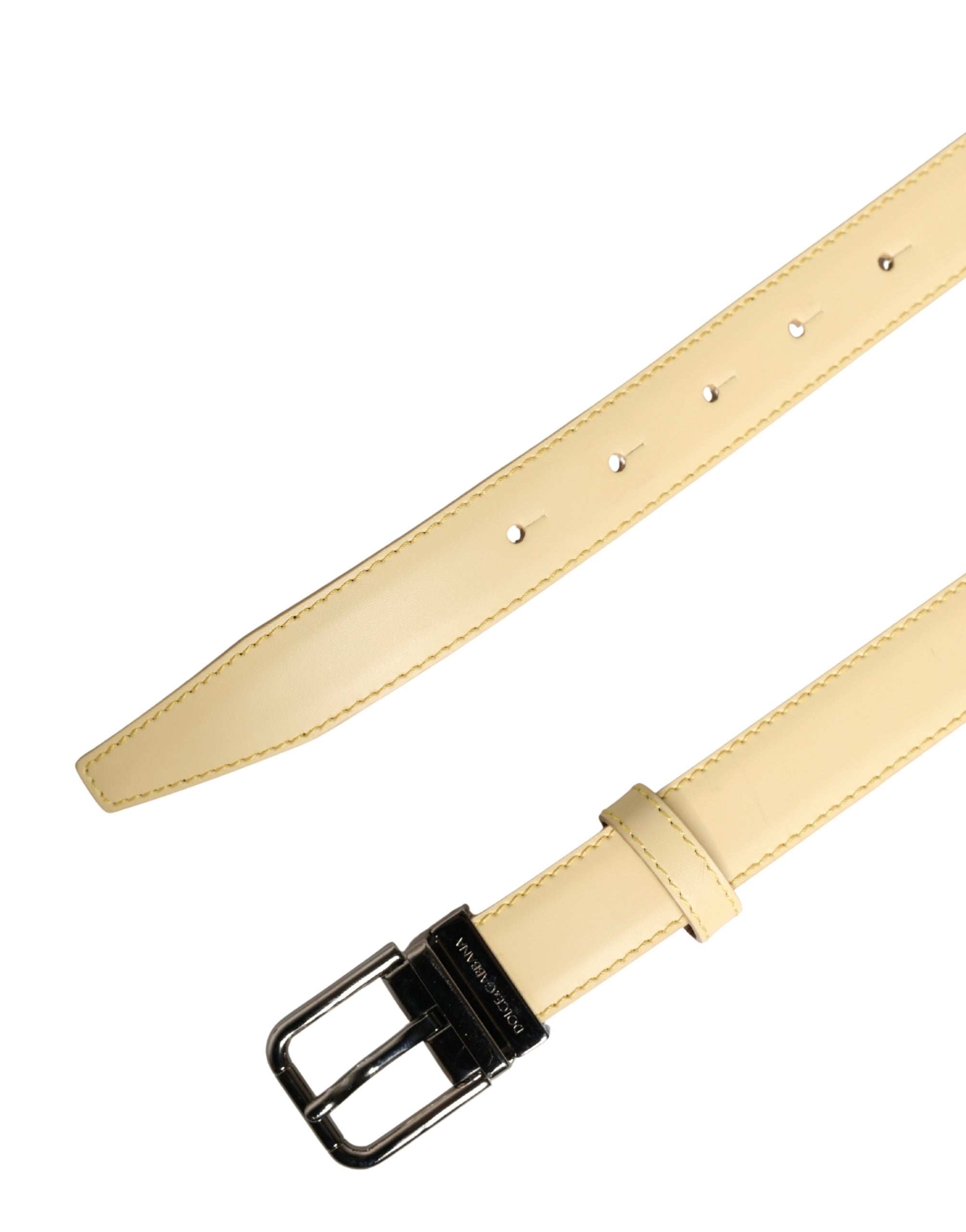 Dolce & Gabbana Men Yellow Classic Leather Metal Buckle Men's Belt