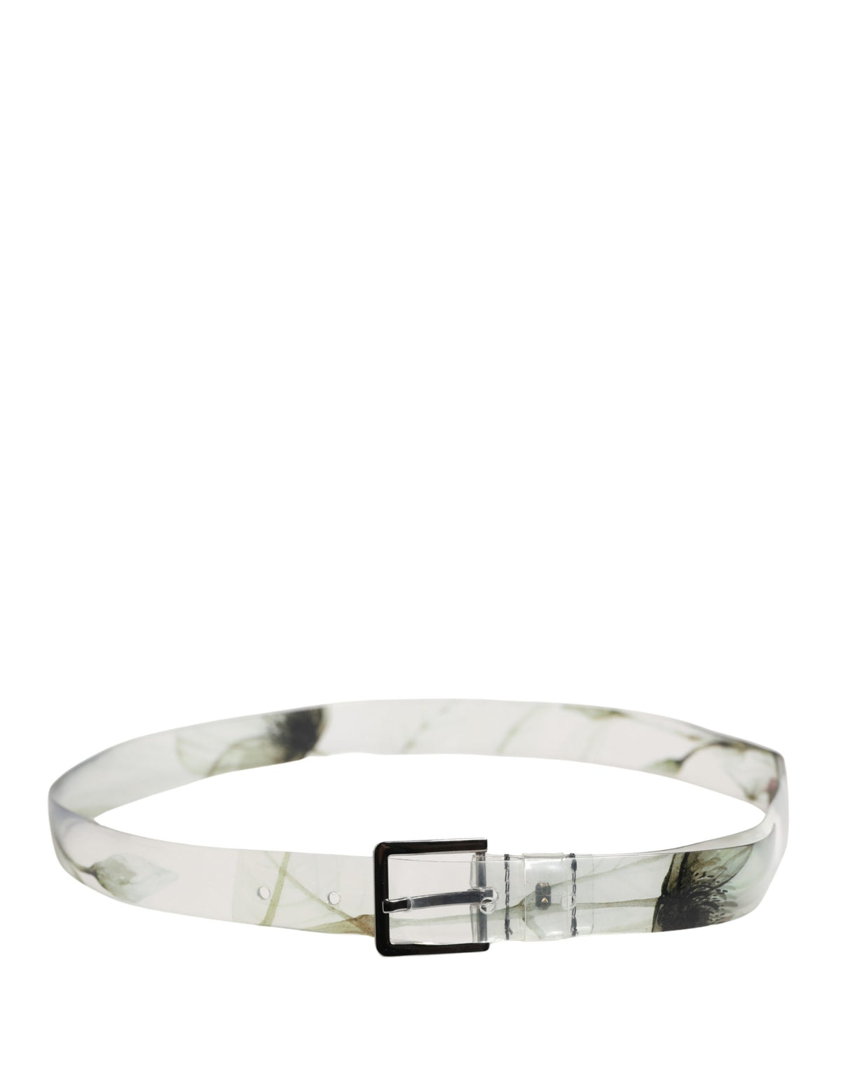 Dolce & Gabbana Men White Floral PVC Silver Metal Buckle Men's Belt