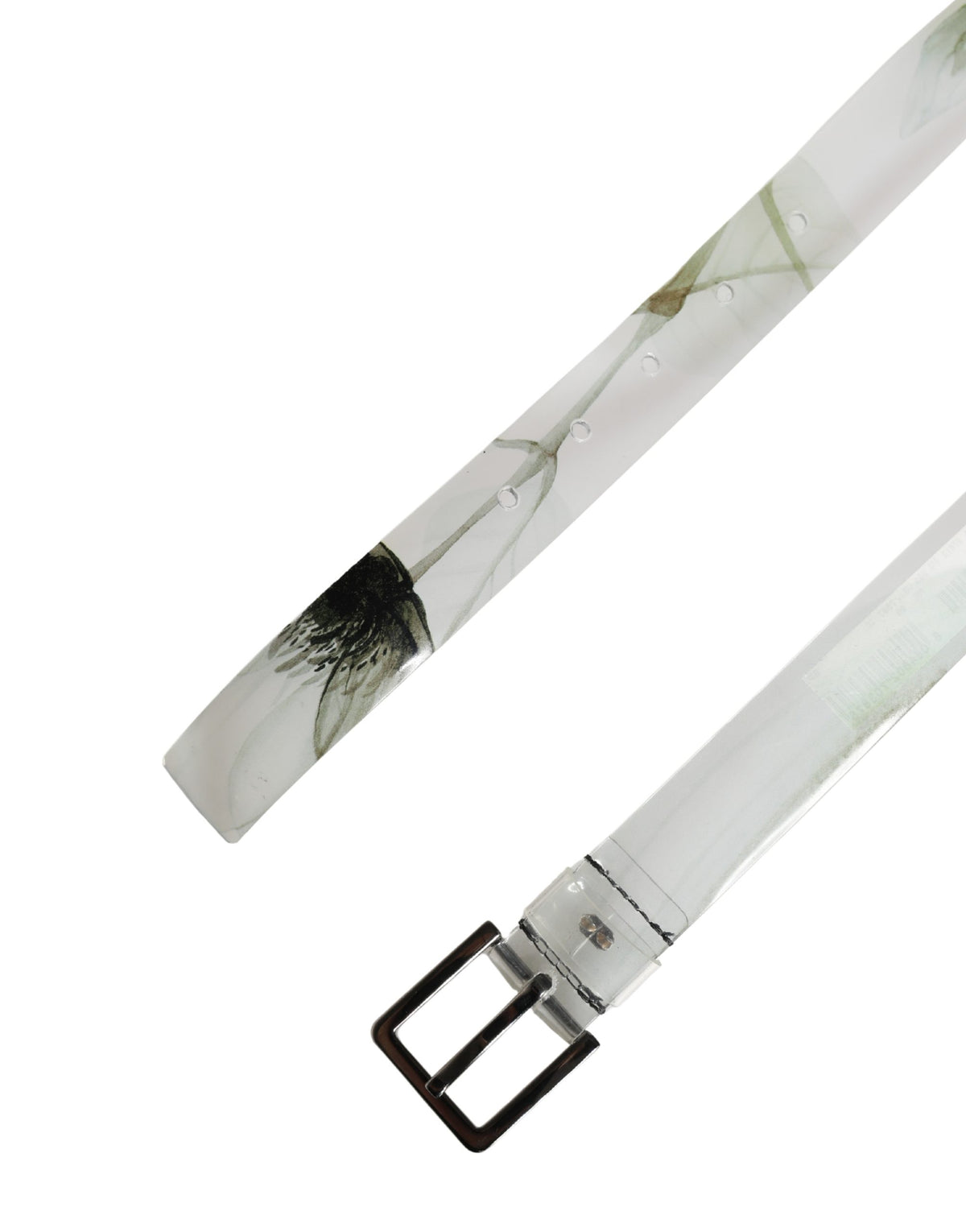 Dolce & Gabbana Men White Floral PVC Silver Metal Buckle Men's Belt
