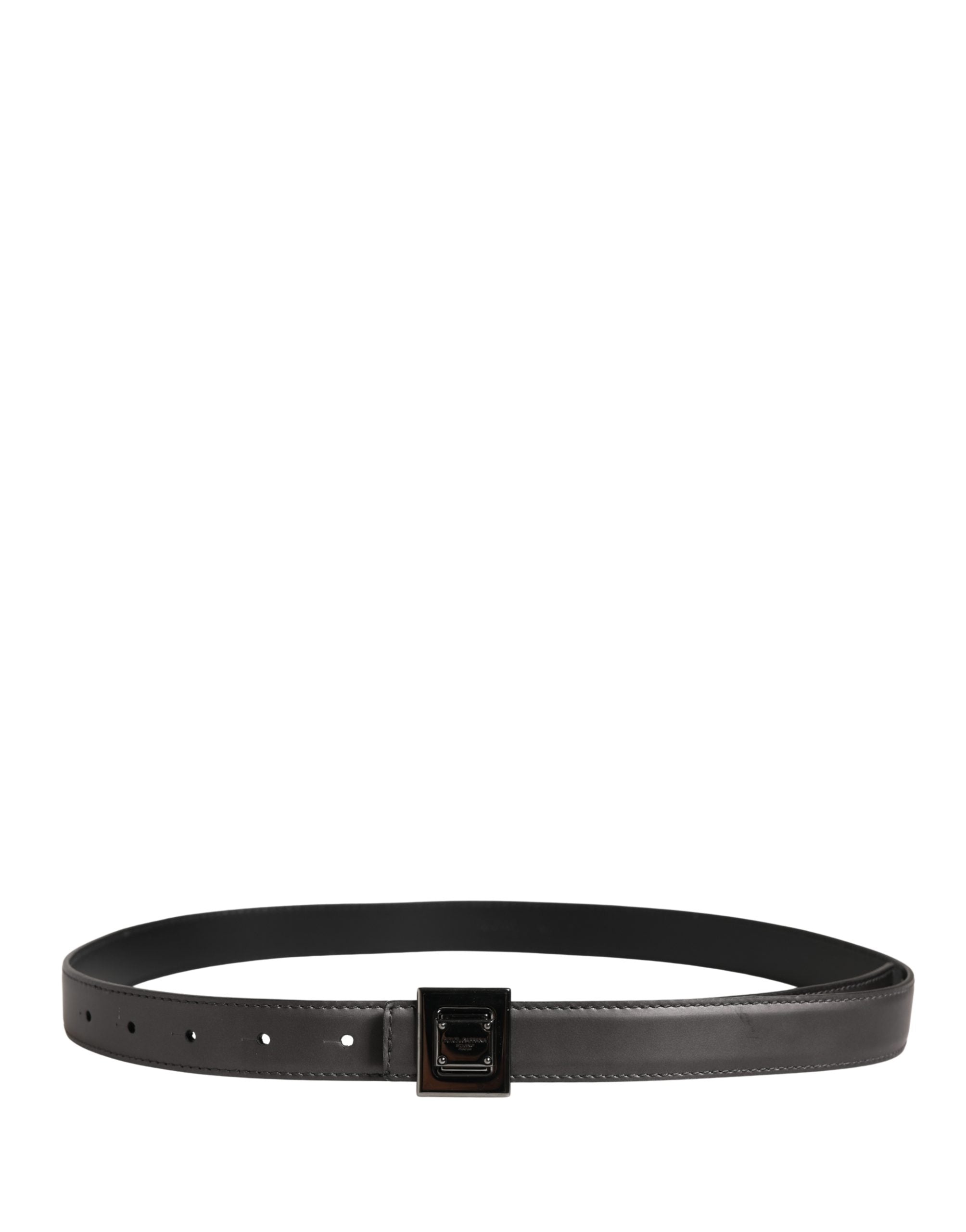 Dolce & Gabbana Men Silver Classic Leather Square Buckle Men's Belt