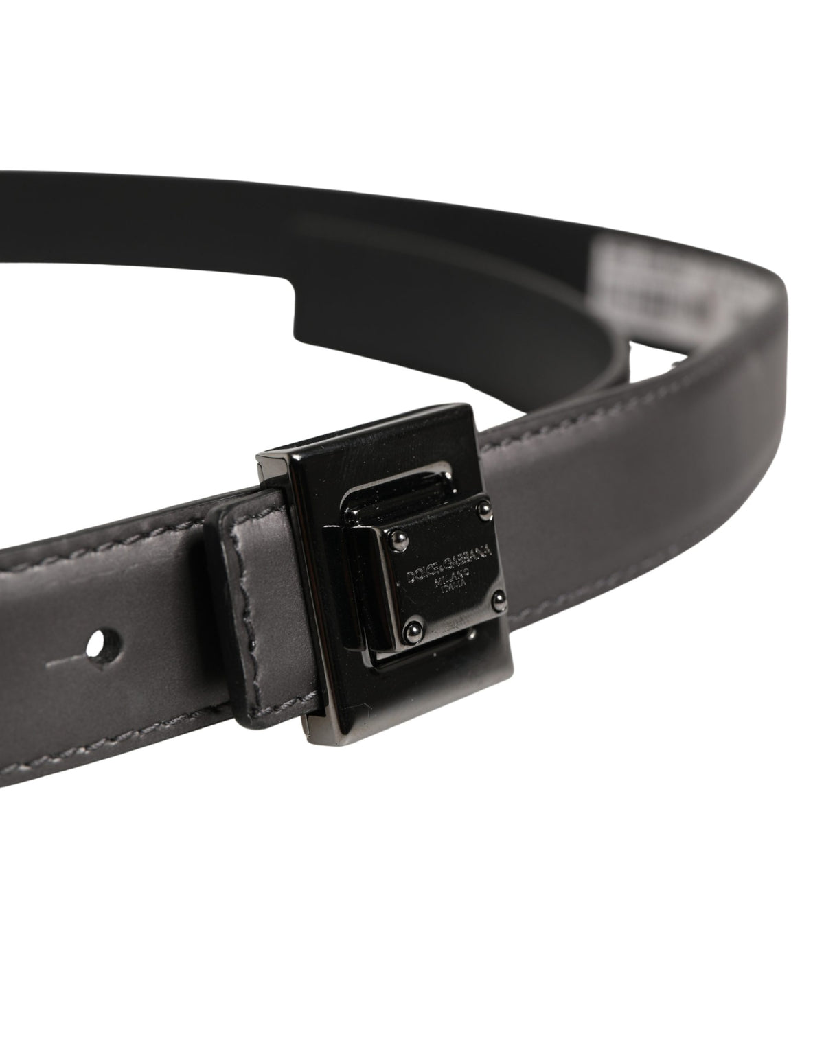 Dolce & Gabbana Men Silver Classic Leather Square Buckle Men's Belt