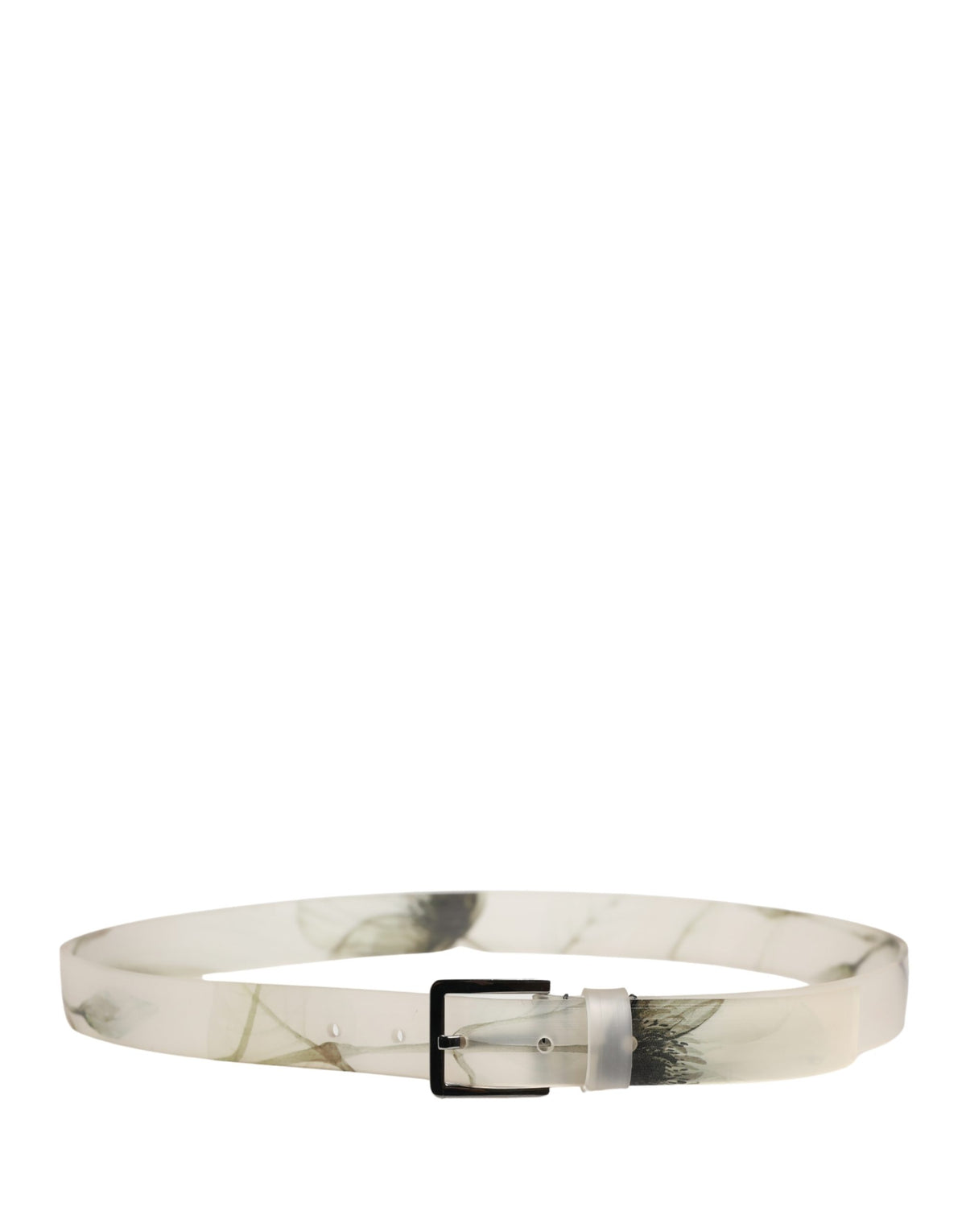 Dolce & Gabbana Men White Floral PVC Silver Metal Buckle Men's Belt