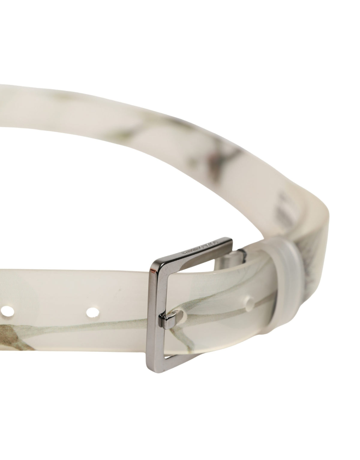 Dolce & Gabbana Men White Floral PVC Silver Metal Buckle Men's Belt