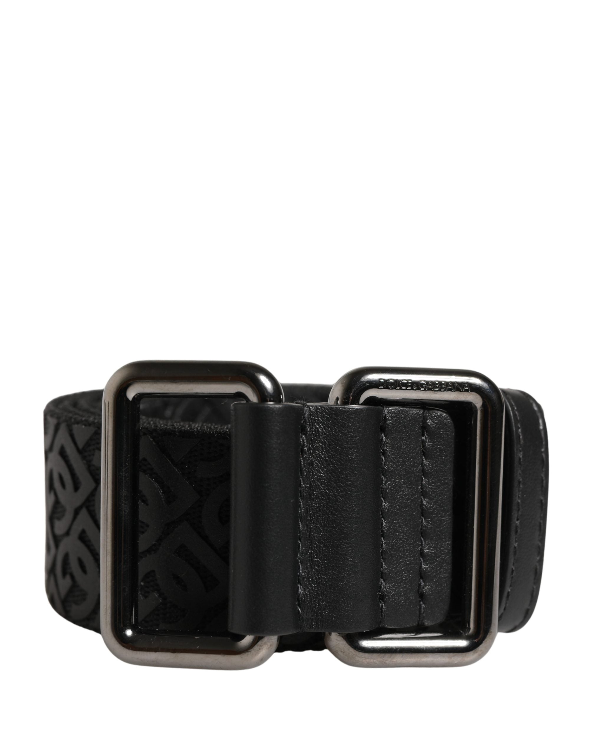 Dolce & Gabbana Men Black DG Logo Polyester Metal Buckle Men's Belt