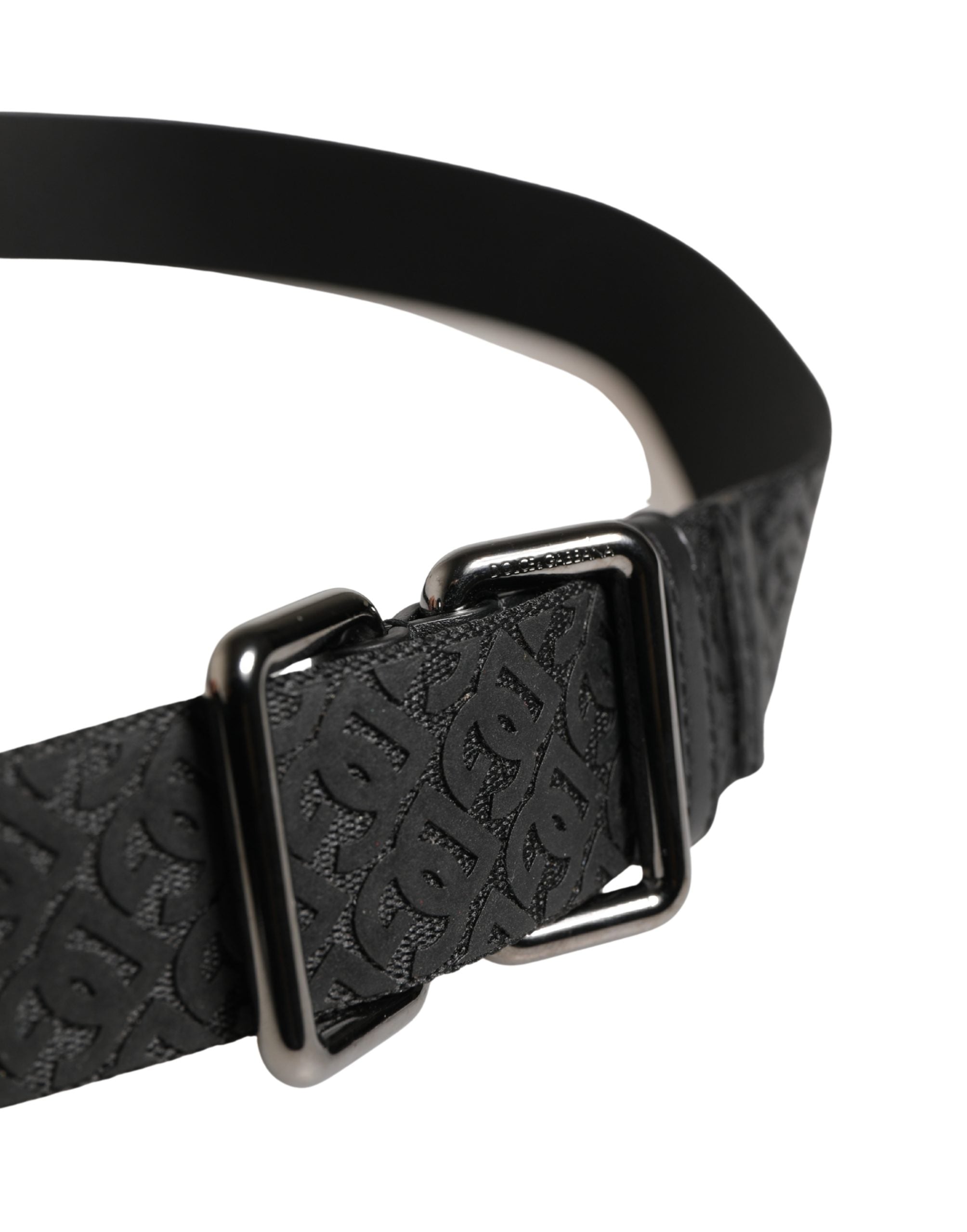 Dolce & Gabbana Men Black DG Logo Polyester Metal Buckle Men's Belt