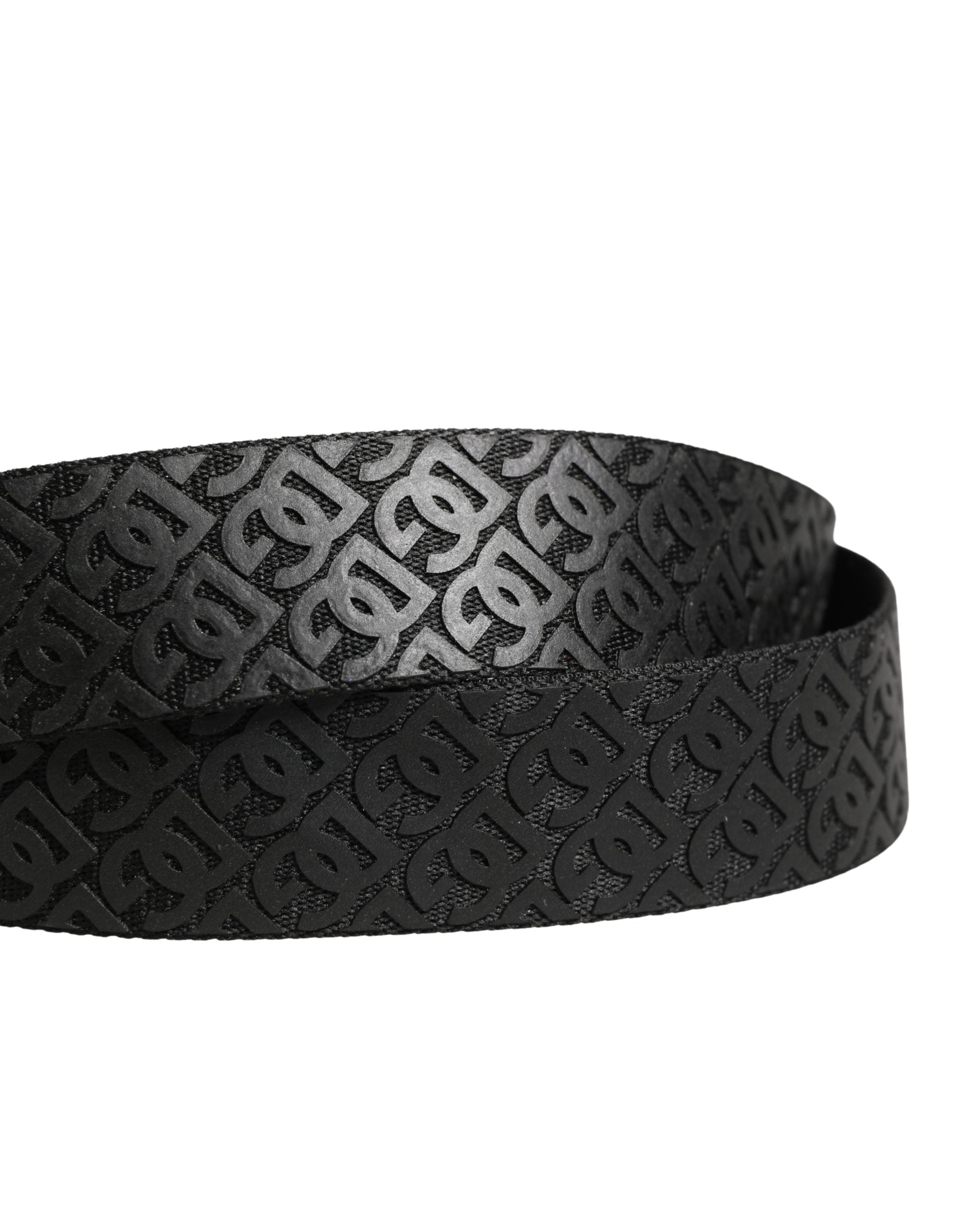 Dolce & Gabbana Men Black DG Logo Polyester Metal Buckle Men's Belt