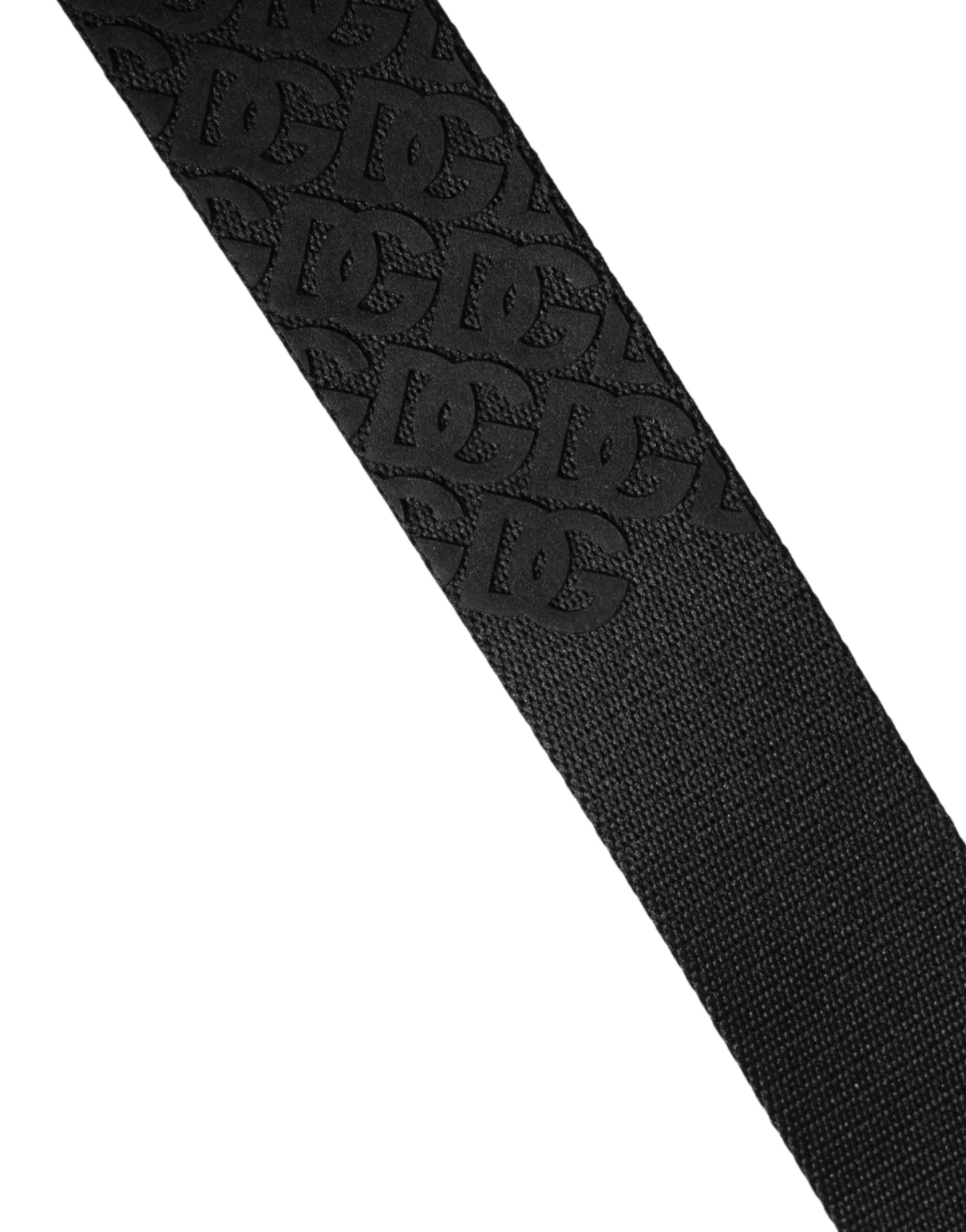 Dolce & Gabbana Men Black DG Logo Polyester Metal Buckle Men's Belt
