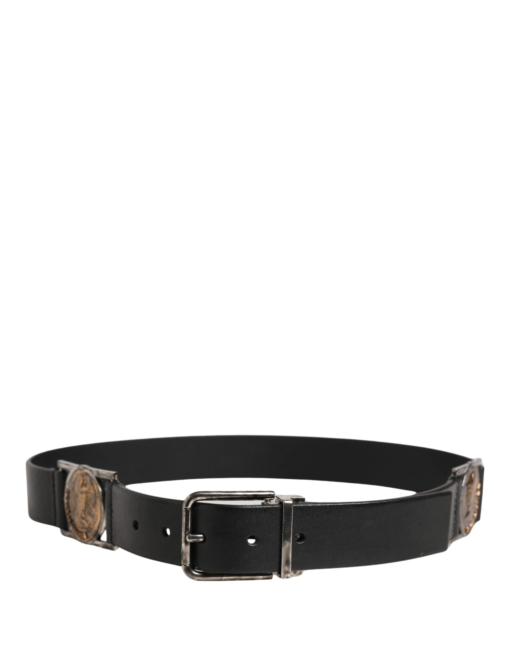 Dolce & Gabbana Men Black Classic Leather Metal Buckle Men's Belt