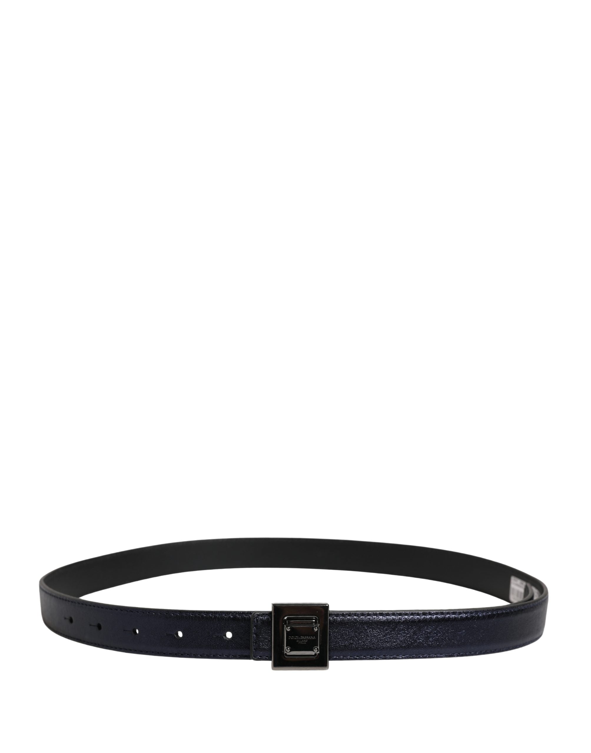 Dolce & Gabbana Men Black Classic Leather Square Buckle Men's Belt