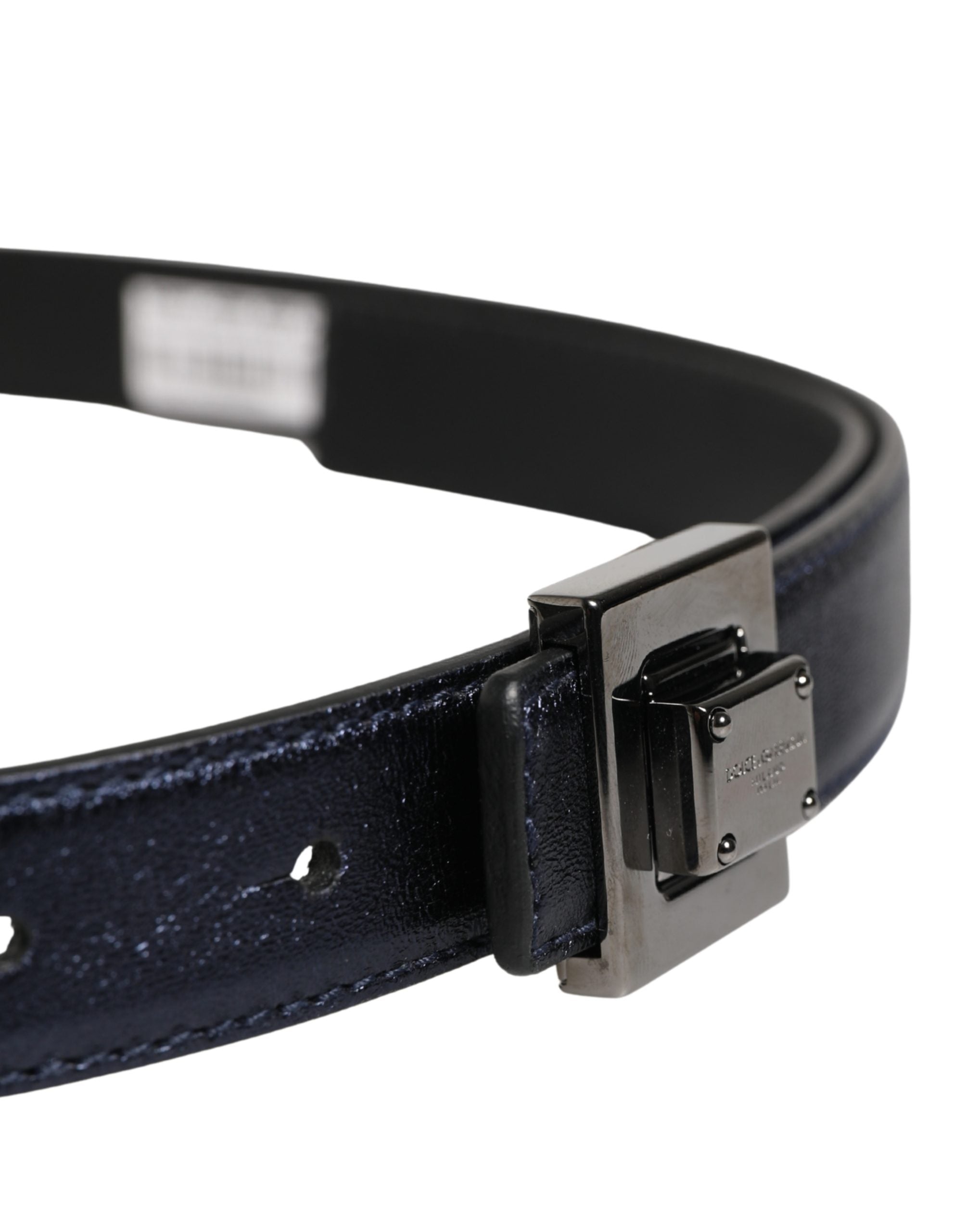 Dolce & Gabbana Men Black Classic Leather Square Buckle Men's Belt