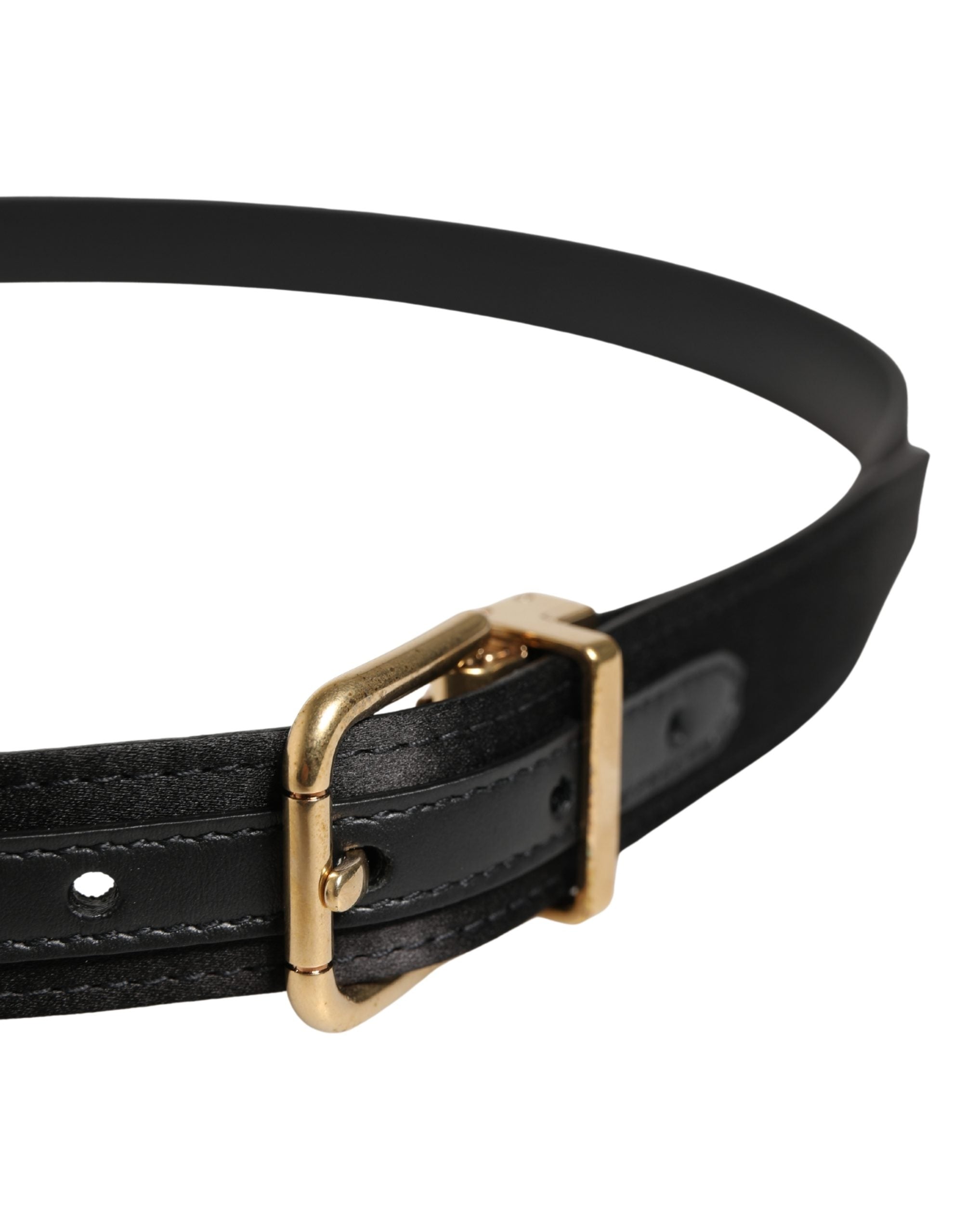 Dolce & Gabbana Men Black Classic Viscose Metal Buckle Men's Belt