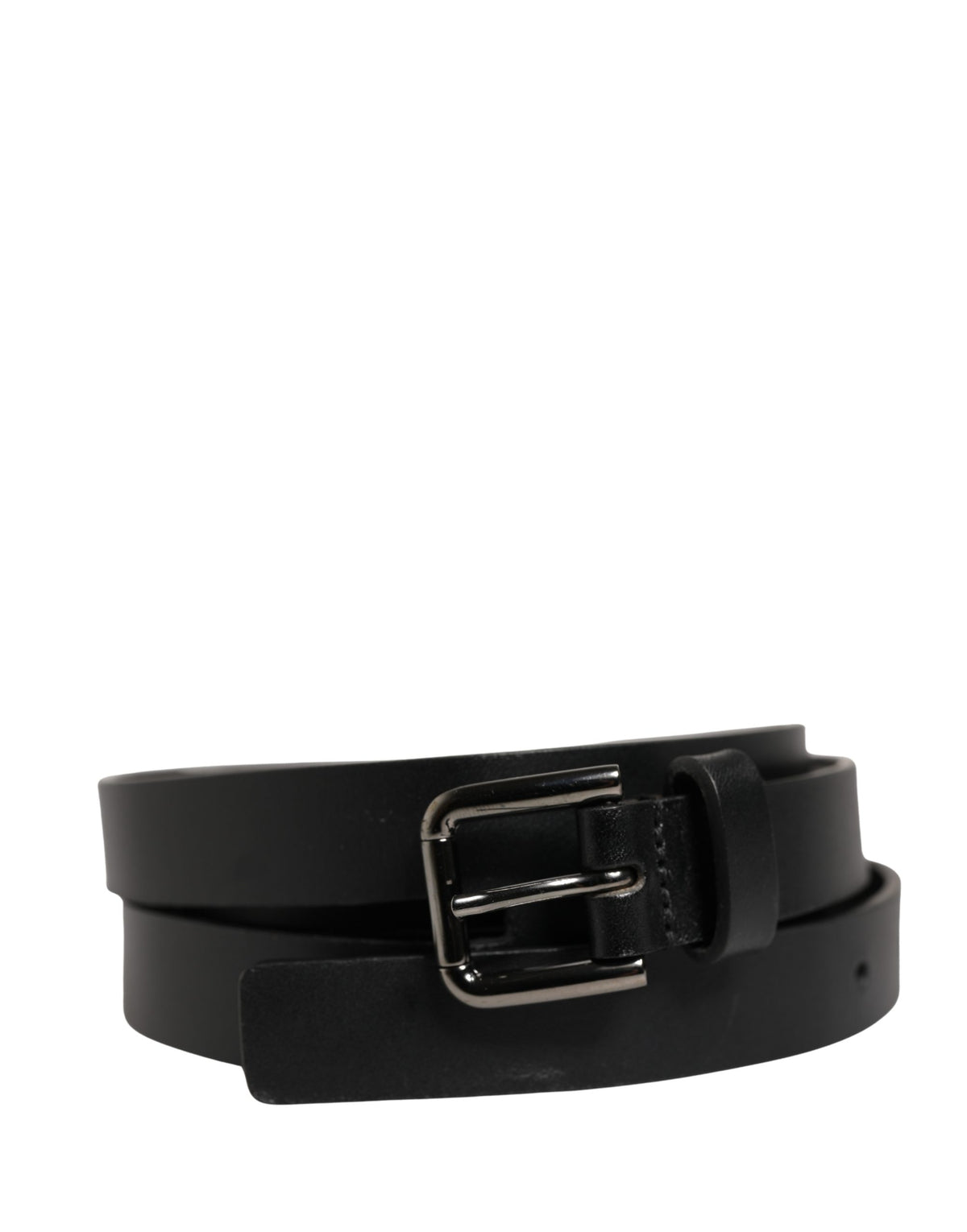 Dolce & Gabbana Black Double Strap Leather Silver Buckle Men's Belt