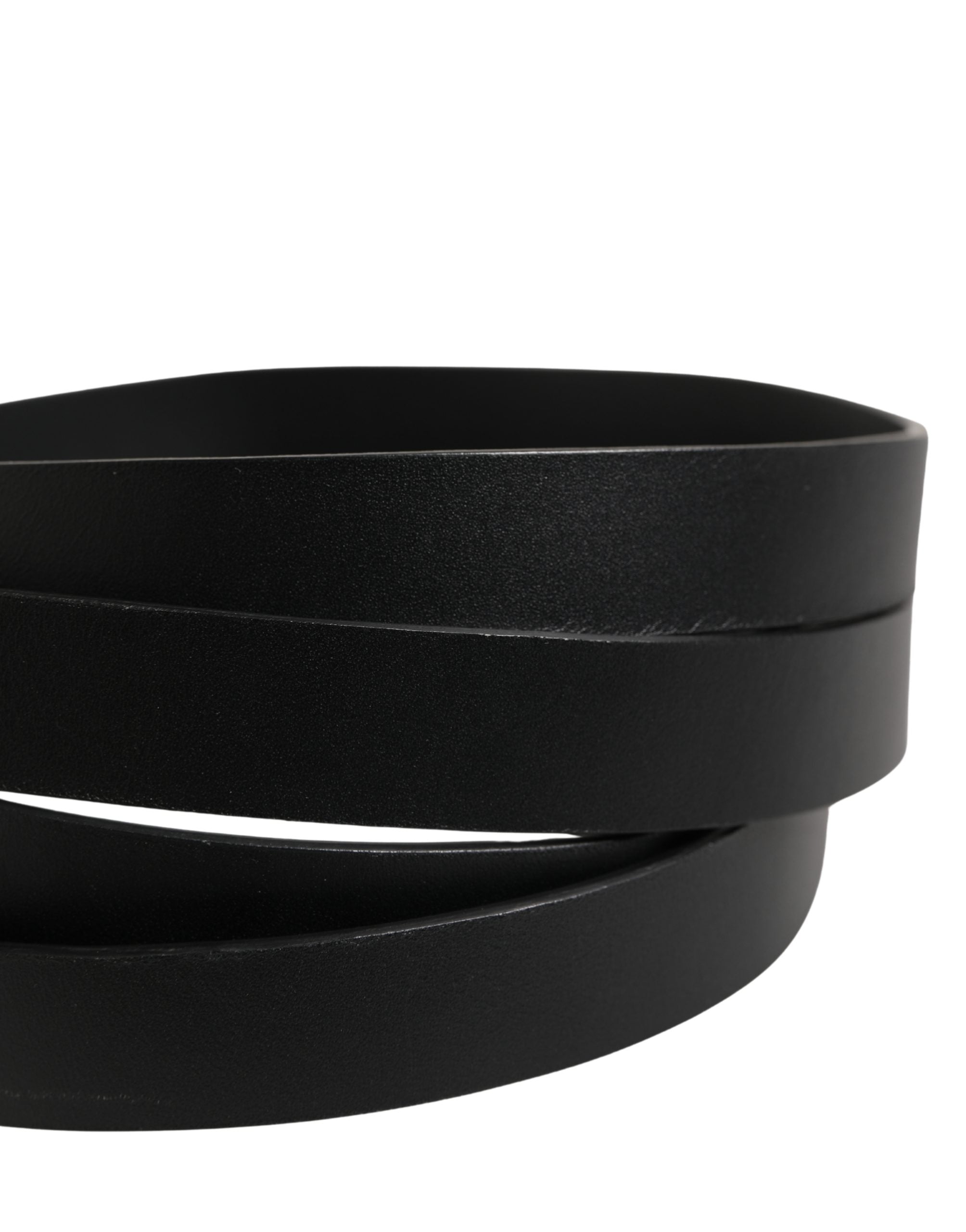 Dolce & Gabbana Black Double Strap Leather Silver Buckle Men's Belt