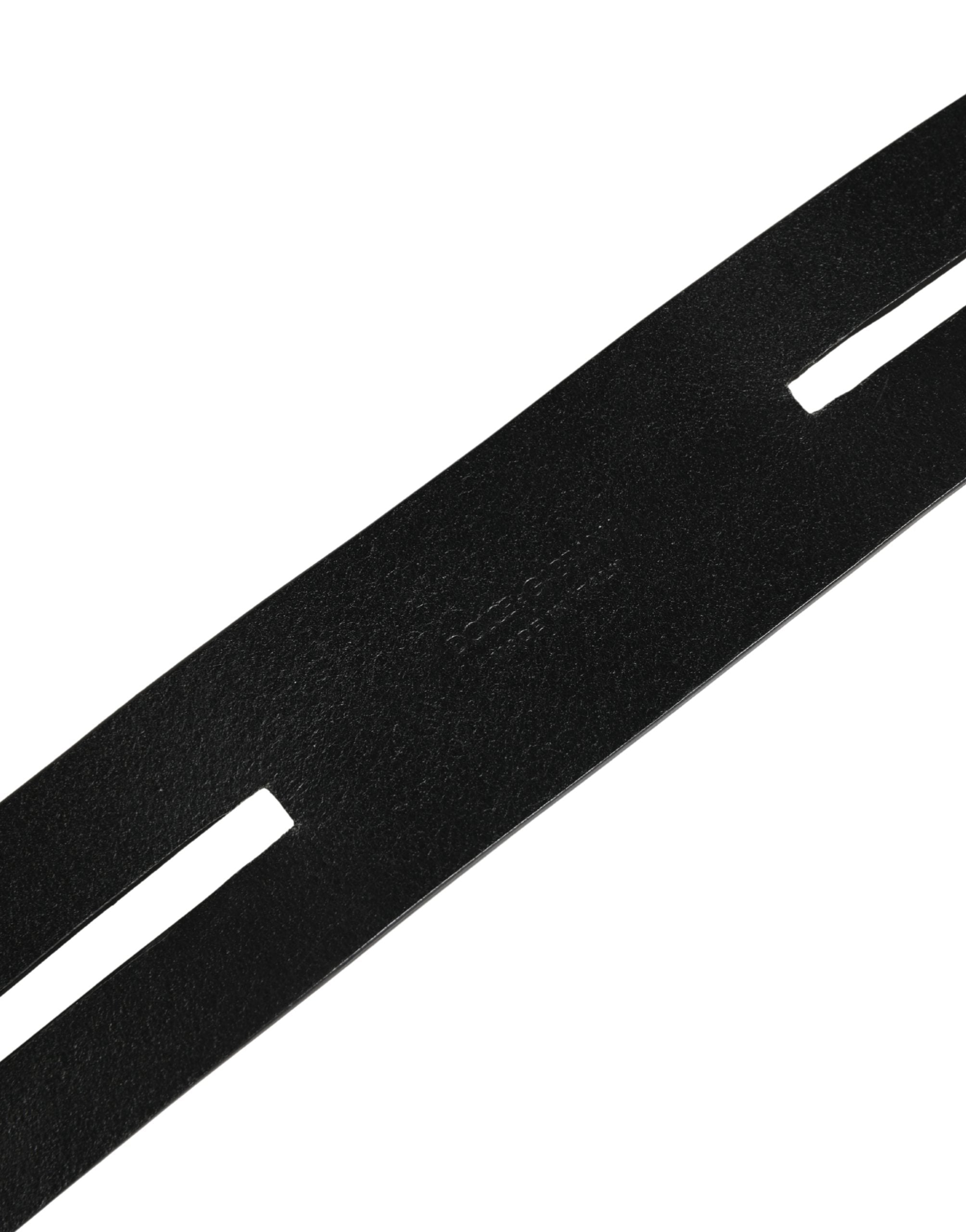 Dolce & Gabbana Black Double Strap Leather Silver Buckle Men's Belt