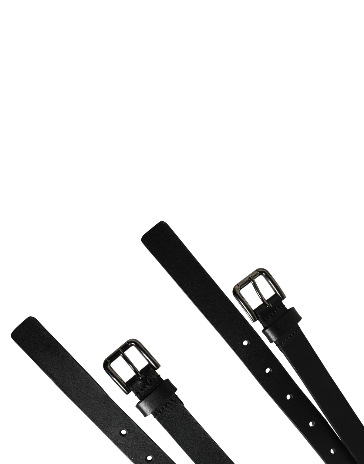 Dolce & Gabbana Black Double Strap Leather Silver Buckle Men's Belt