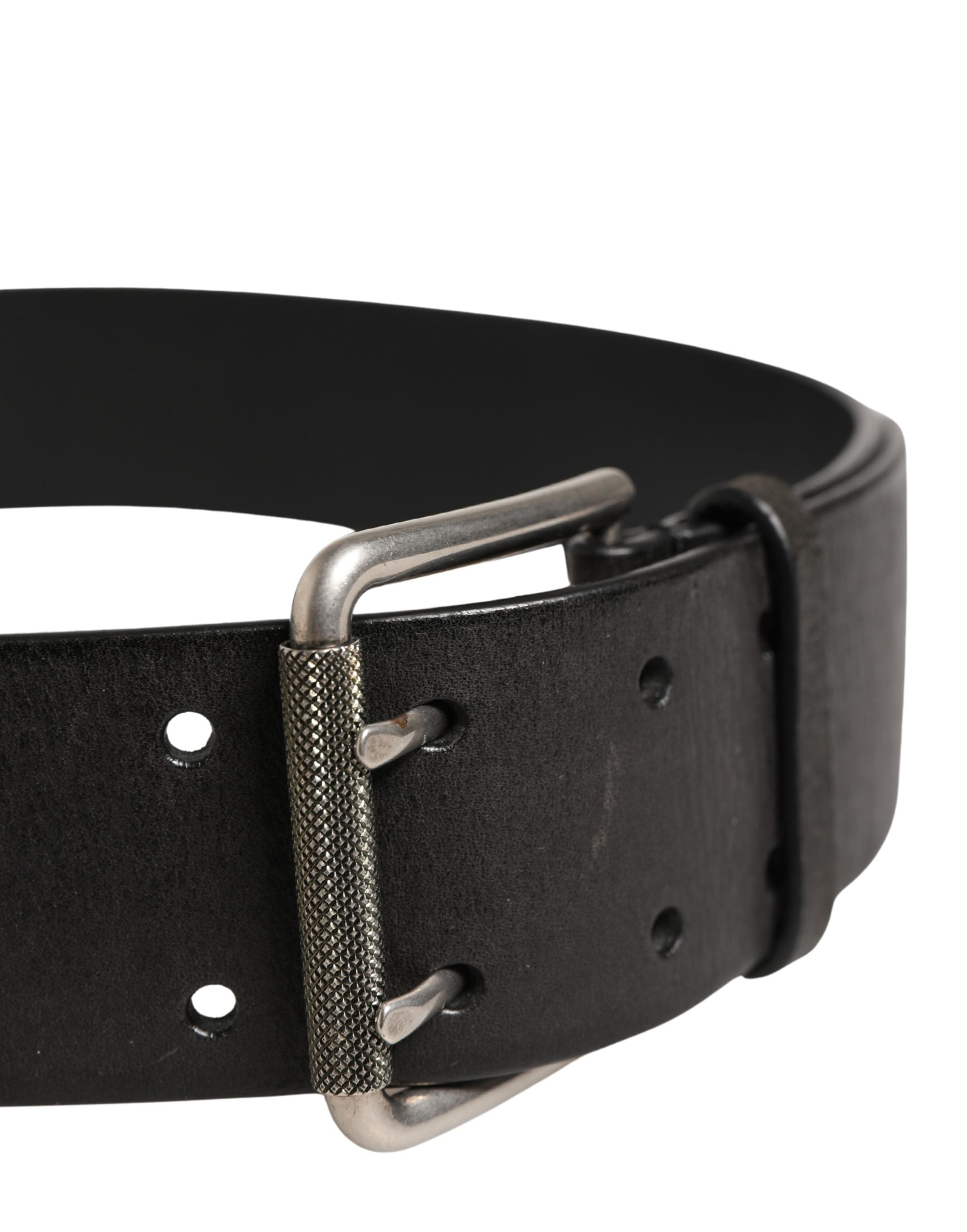 Dolce & Gabbana Men Black Classic Leather Metal Buckle Men's Belt