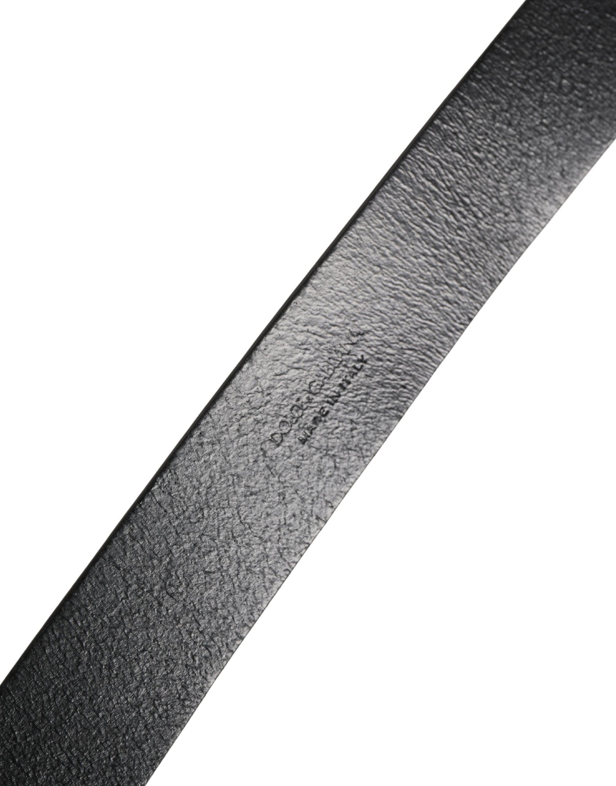 Dolce & Gabbana Black Calf Leather Silver Metal Buckle Men's Belt