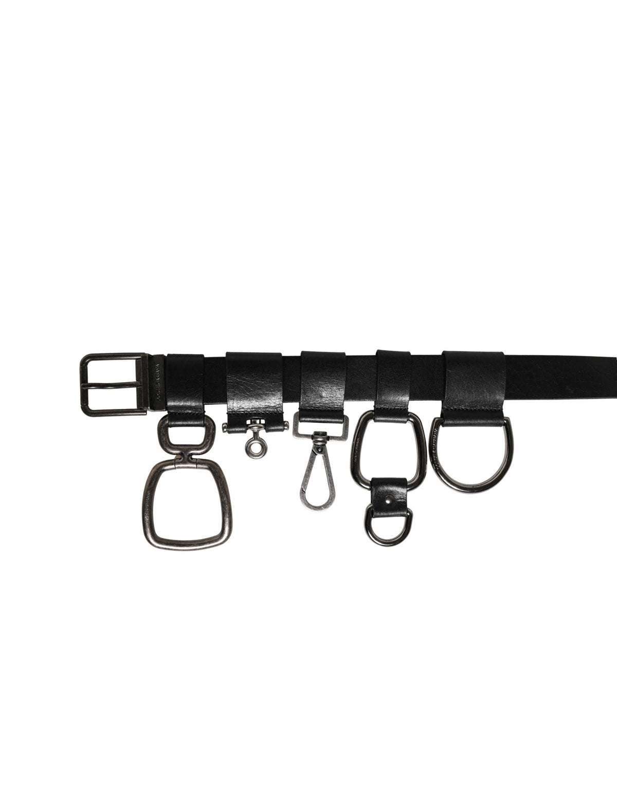 Dolce & Gabbana Black Calf Leather Silver Metal Buckle Men's Belt