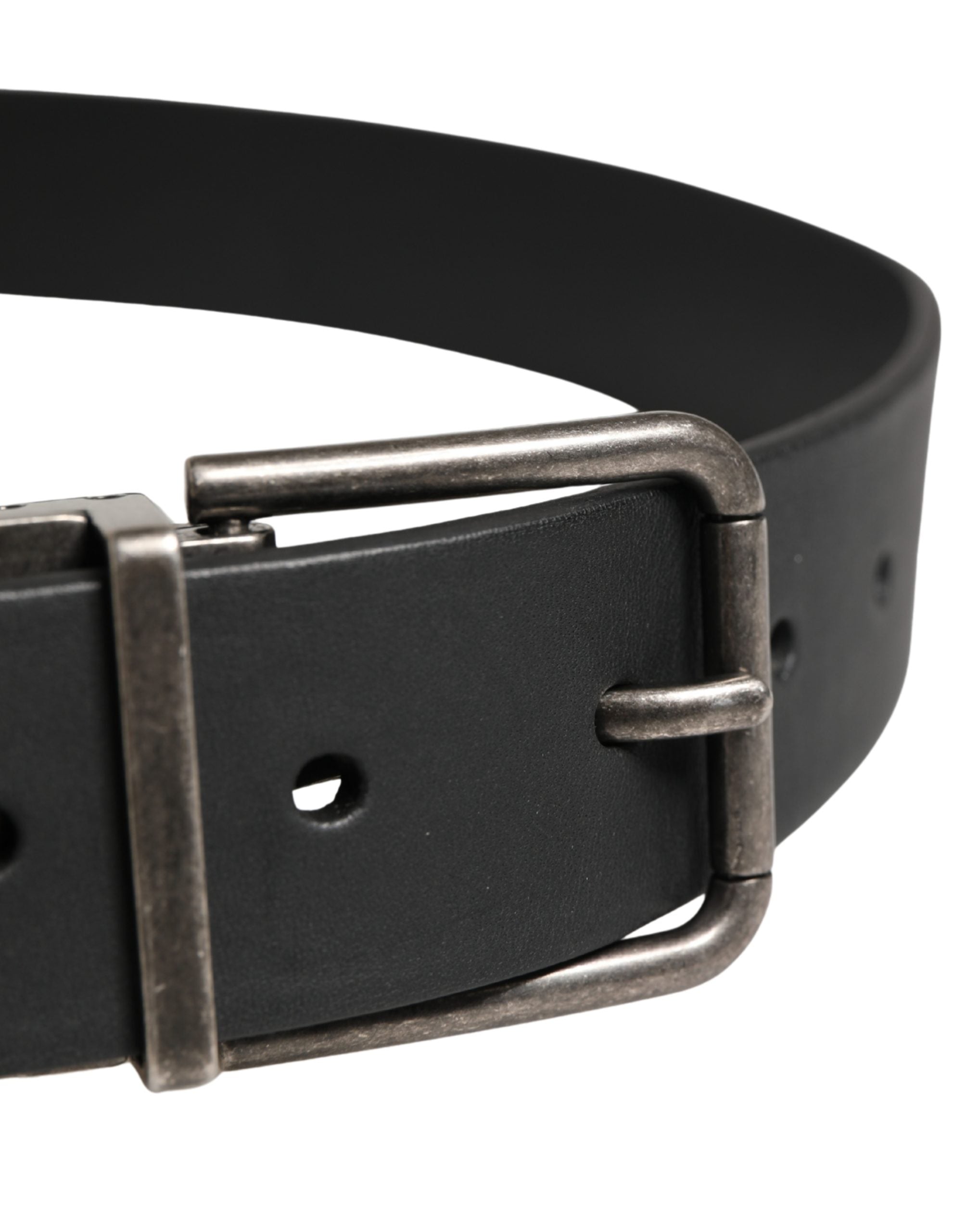 Dolce & Gabbana Men Black Classic Leather Metal Buckle Men's Belt