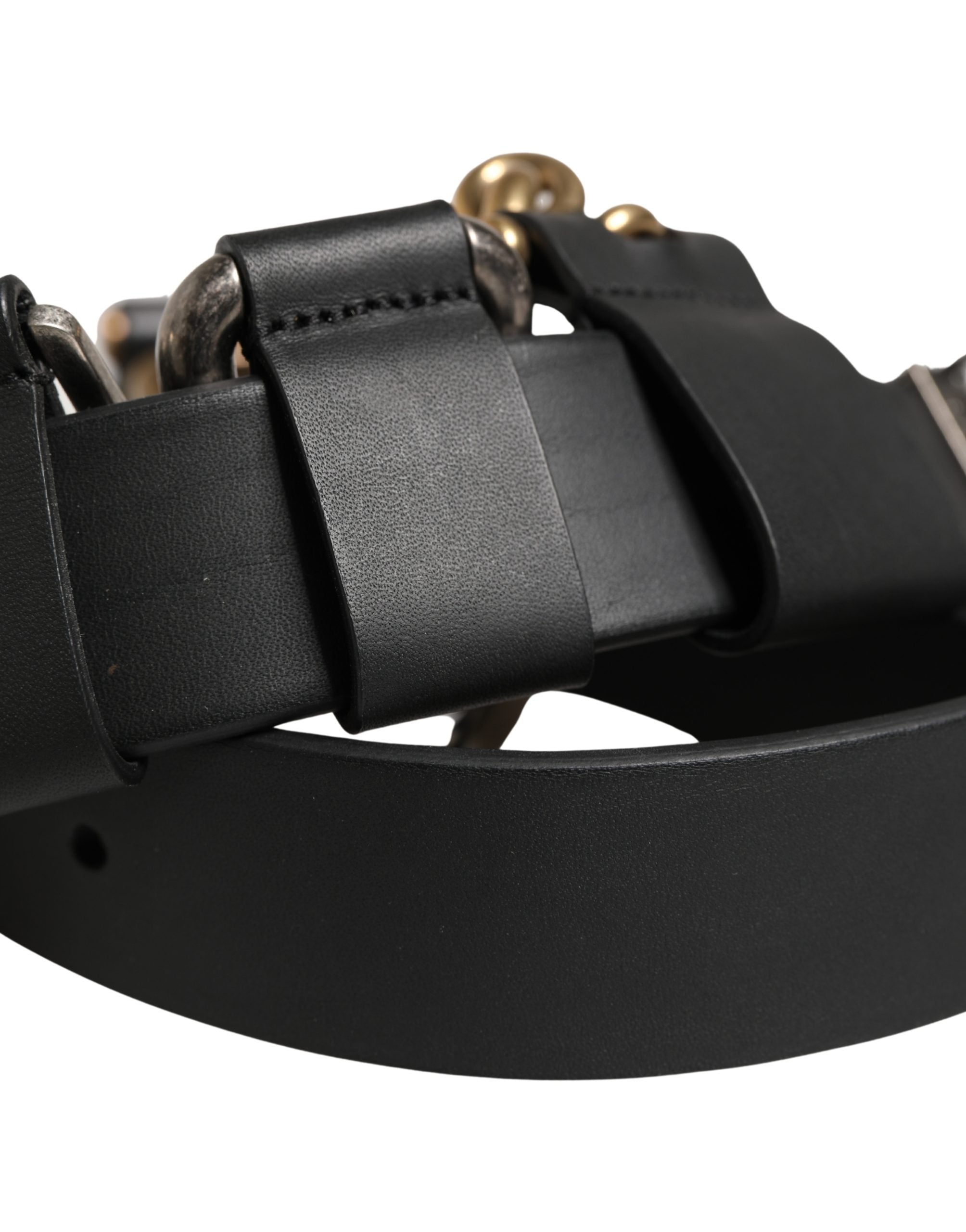 Dolce & Gabbana Men Black Classic Leather Metal Buckle Men's Belt