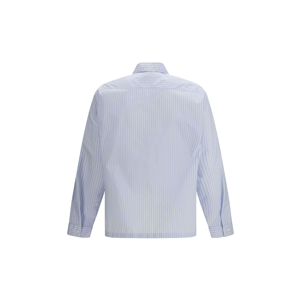 Prada Blue Polyamide Pattern Men's Shirt